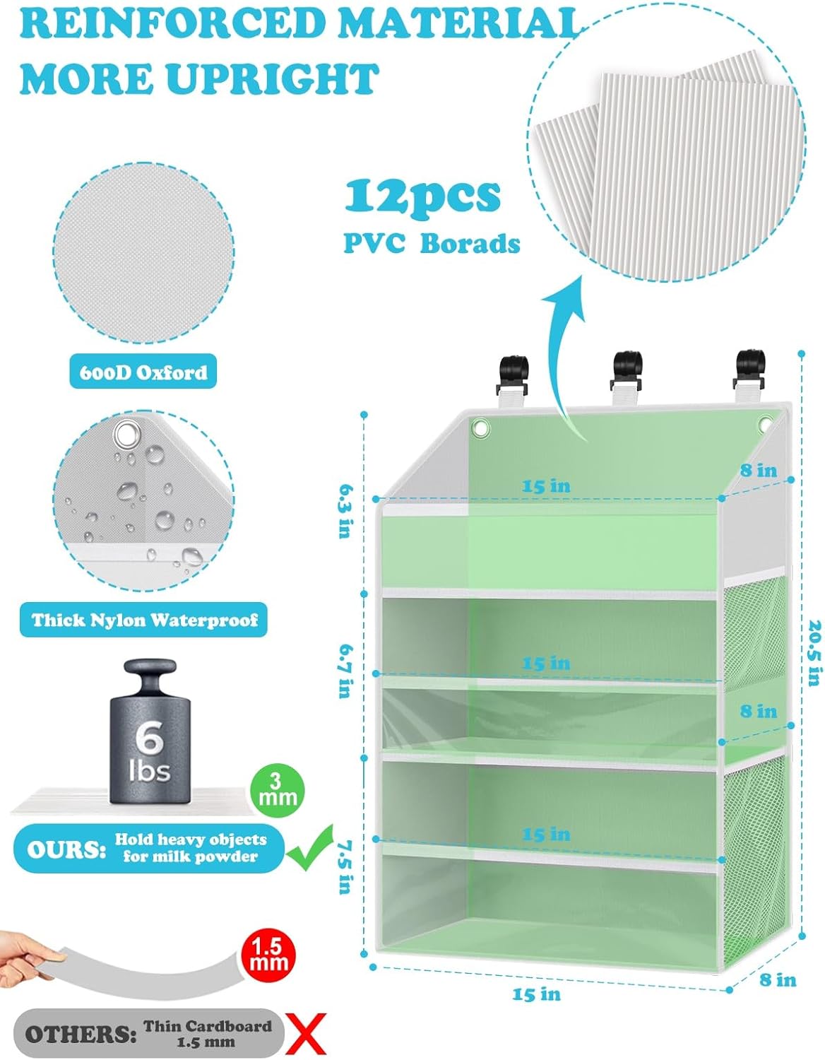 PHOTOONE Hanging Diaper Caddy Organizer - 90 Diapers Storage WhiteBeige