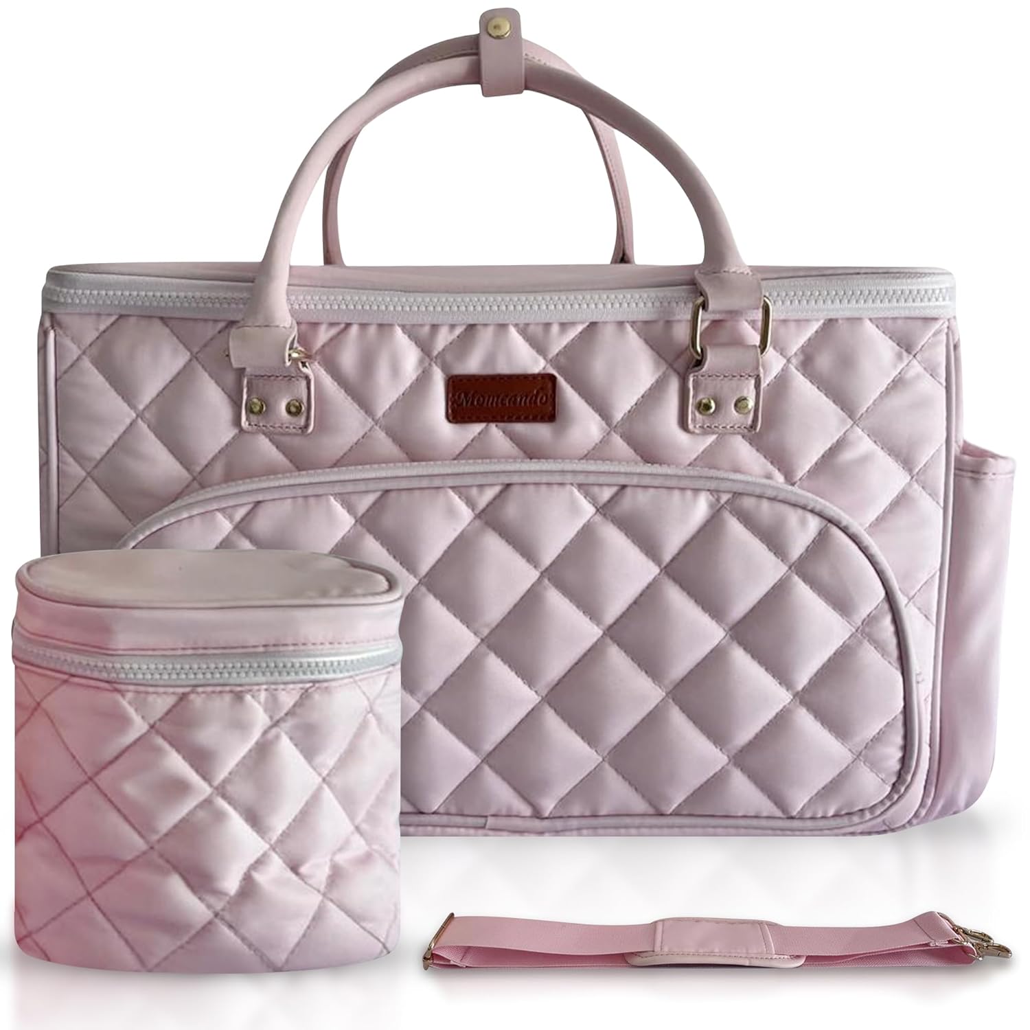 MOMCANDO Diaper Bag Tote with Dividers - Pink 1