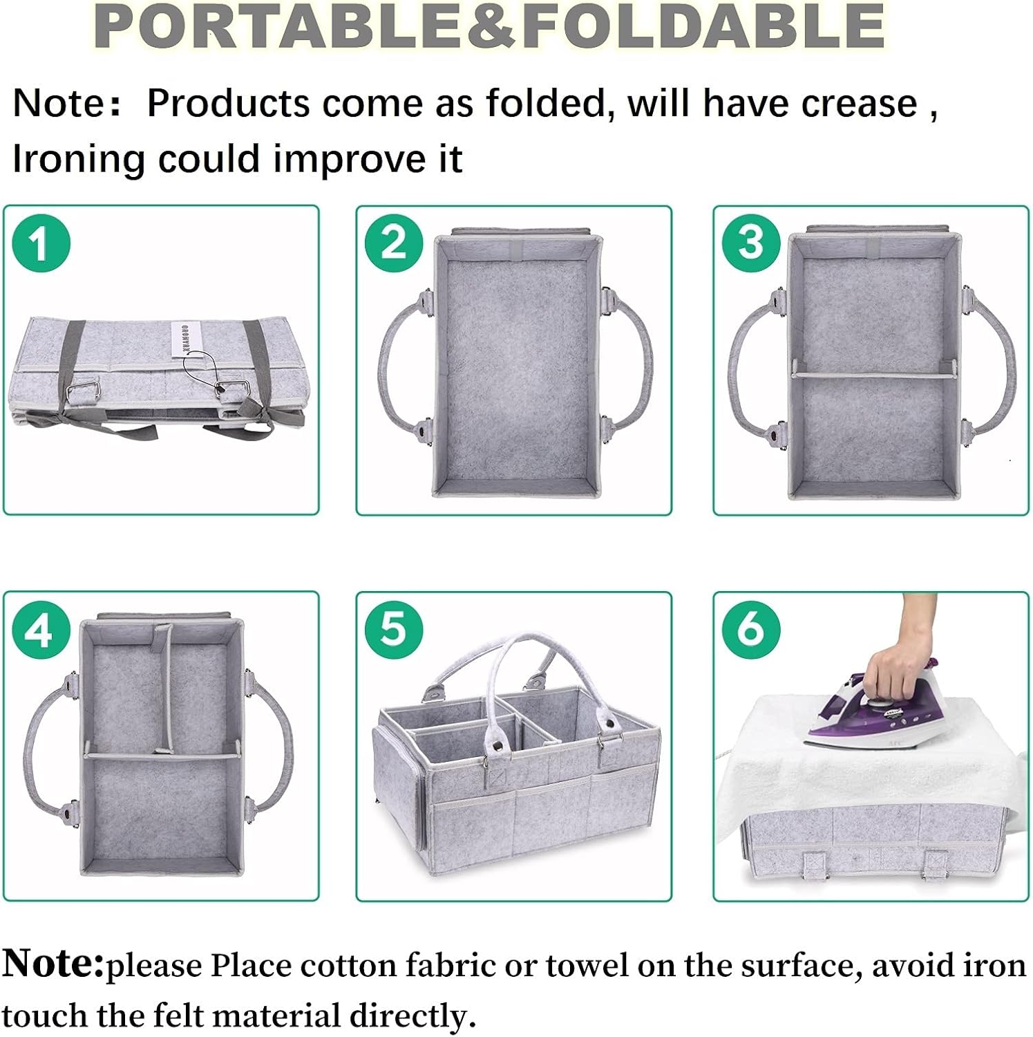 XUANGUO Baby Diaper Caddy Organizer with Handle - Grey