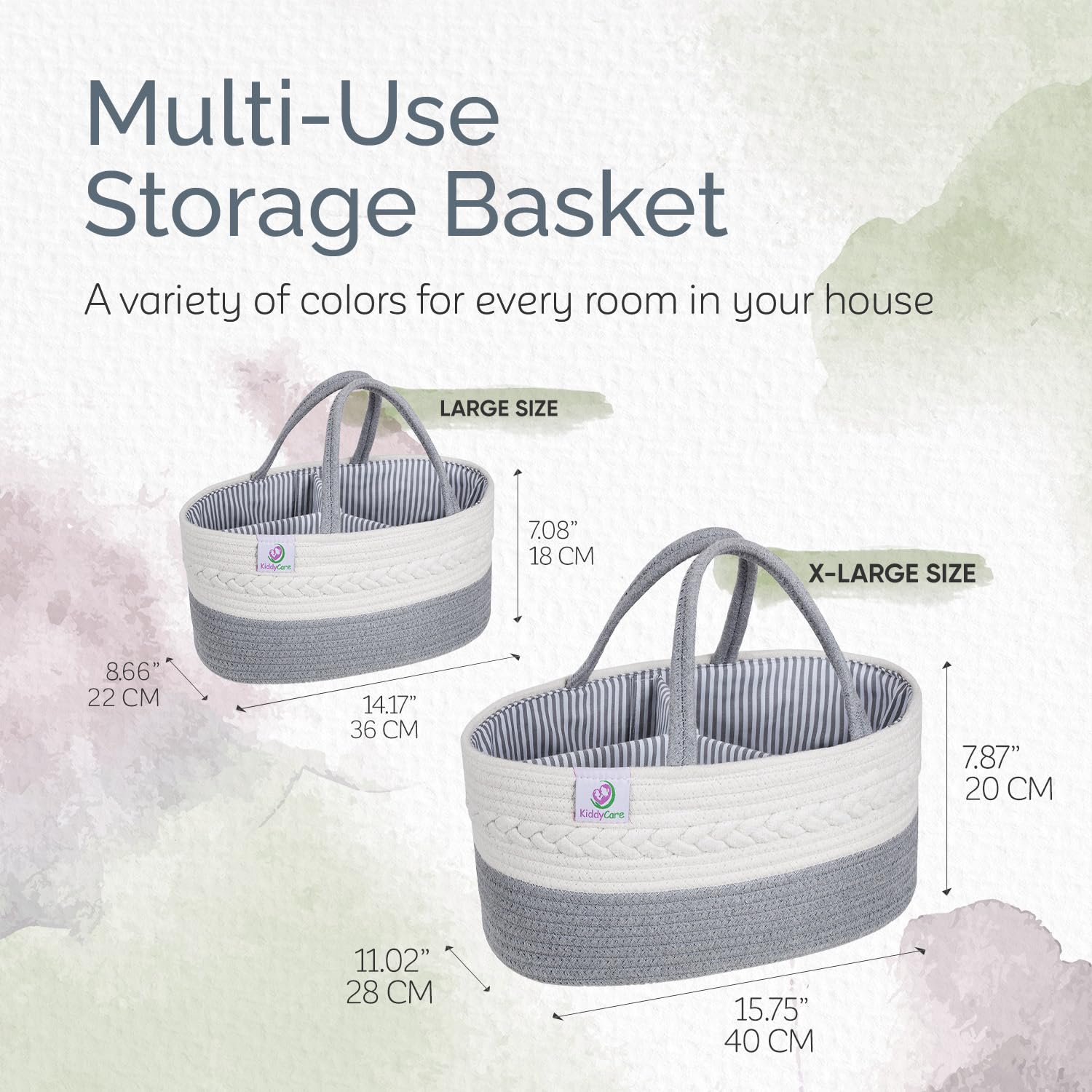 KiddyCare Woven Diaper Caddy Basket with Handle Lid