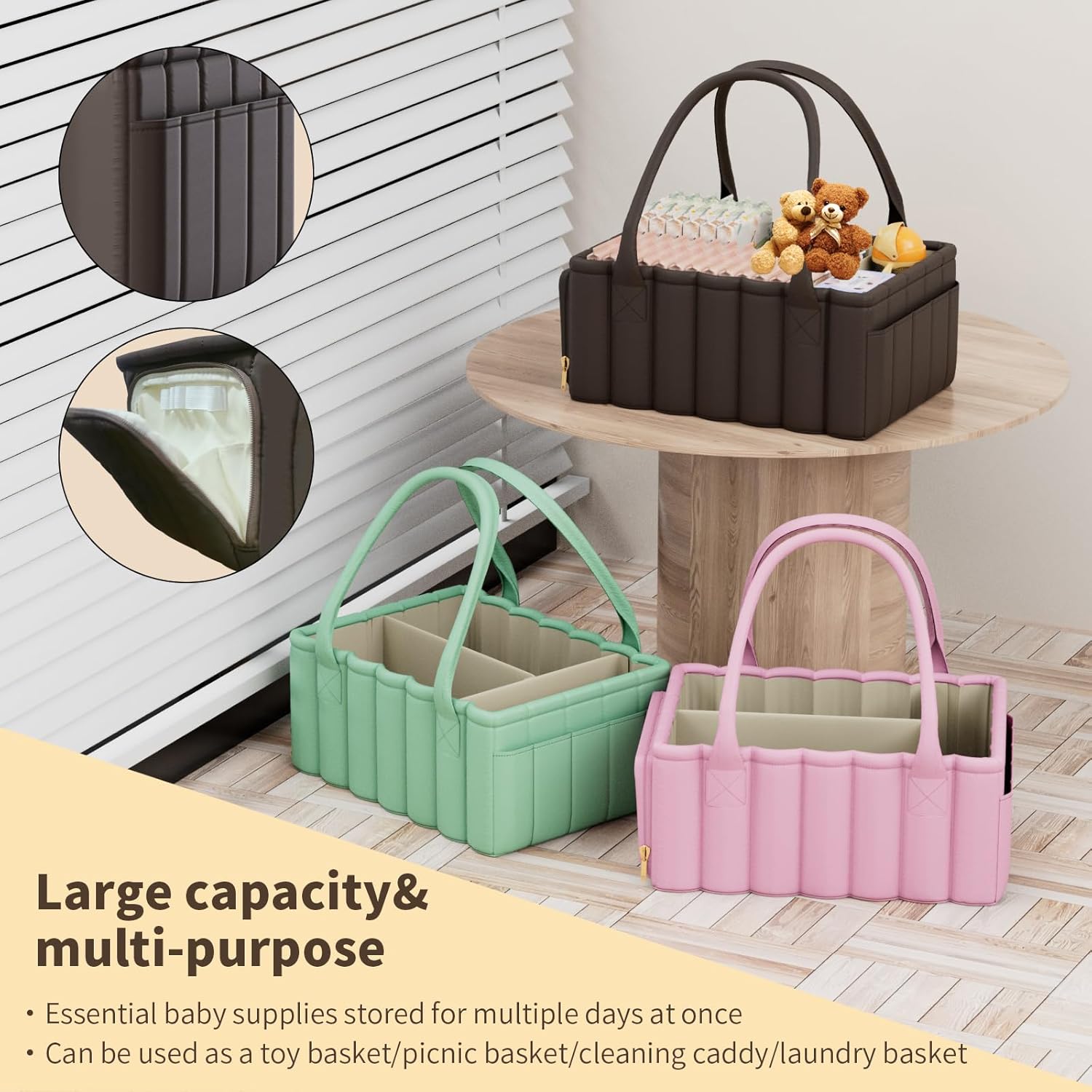 Rzoysia Baby Diaper Caddy Organizer with Handles