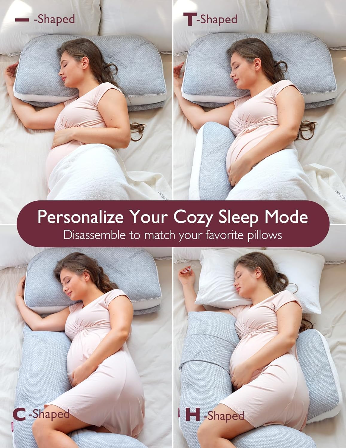Momcozy G-Shape Pregnancy Pillow with Air Layer Cover