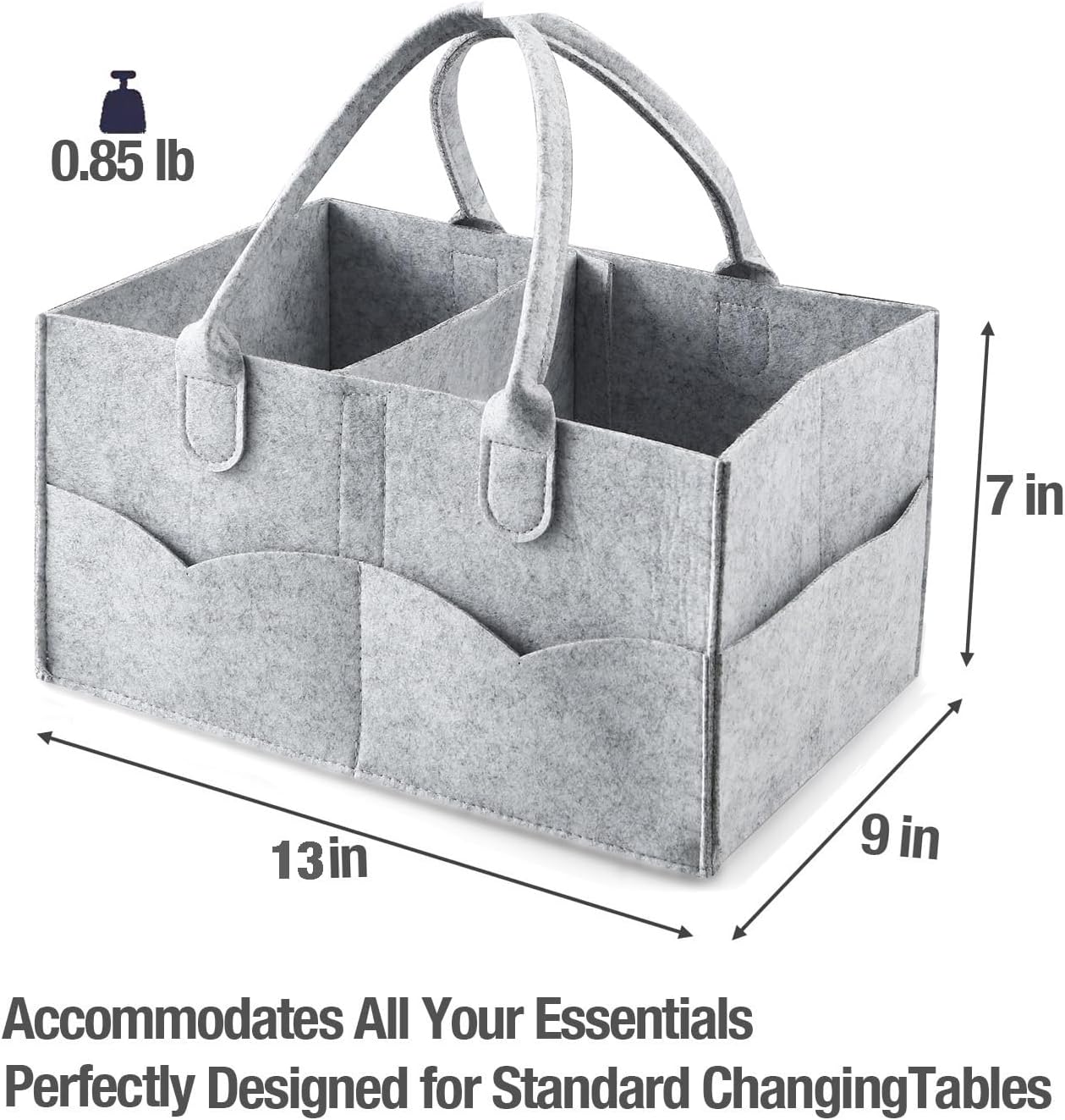 PandaEar Baby Diaper Caddy Organizer Grey