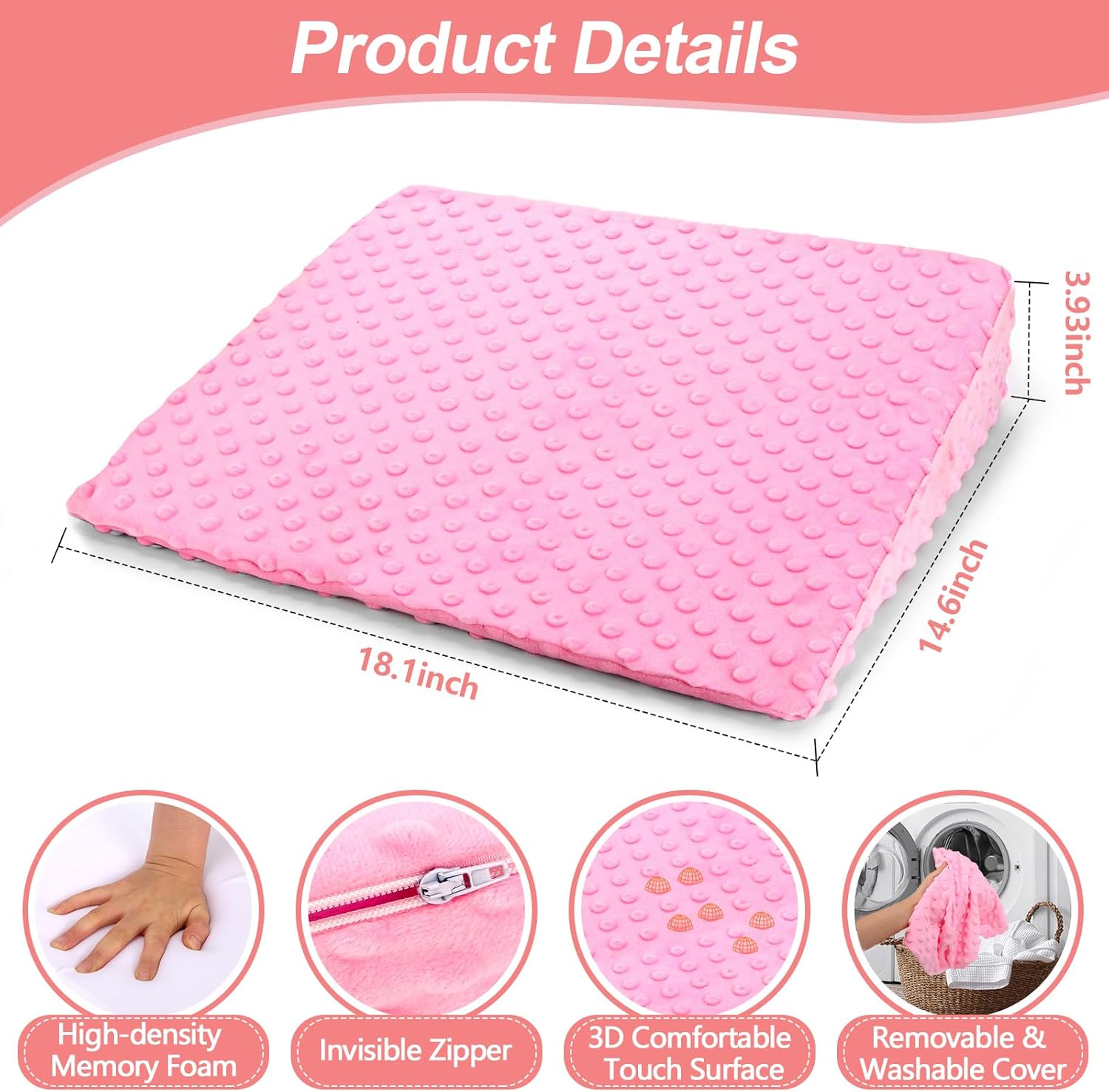 BiKontrun Pregnancy Wedge Pillow with Pink Cover