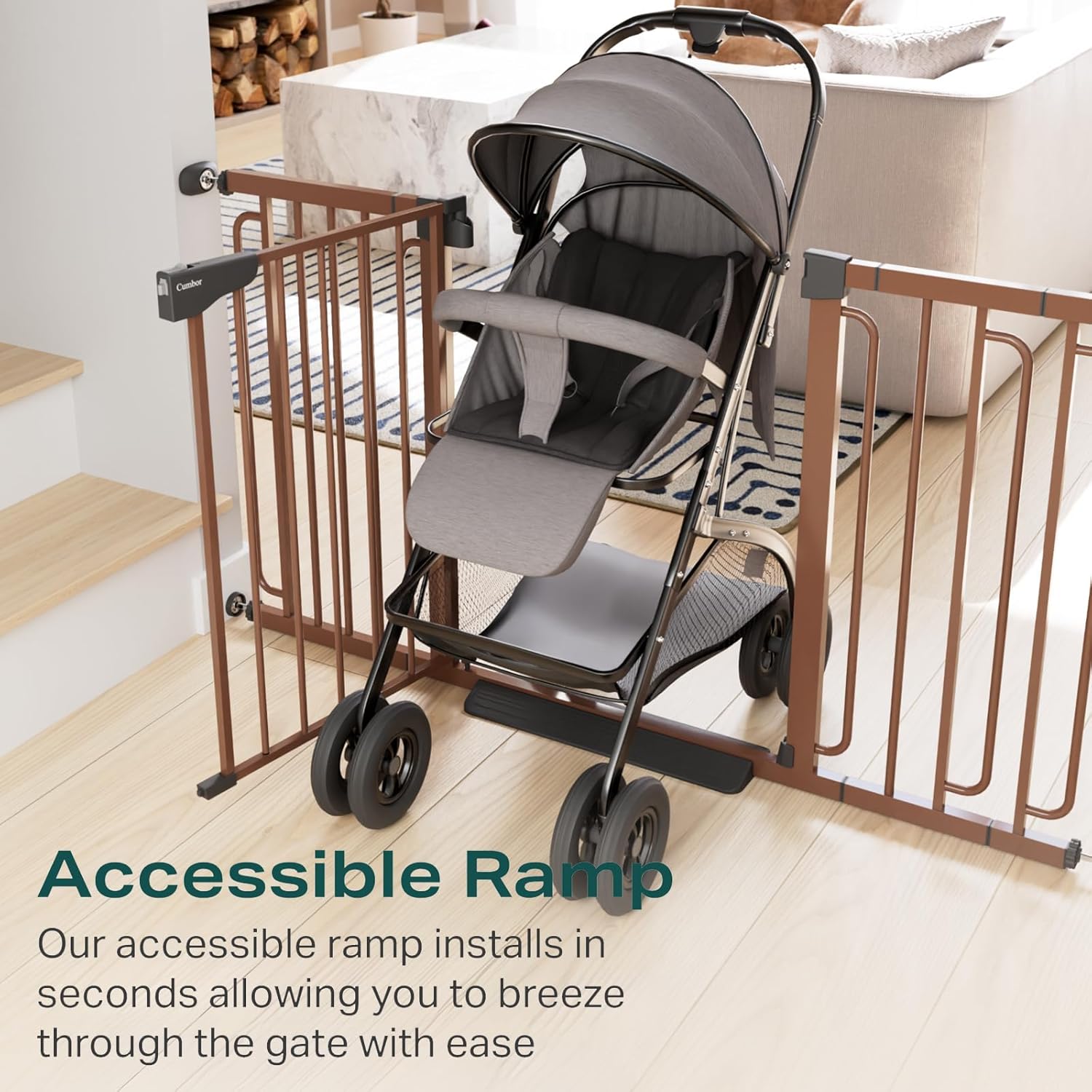 Cumbor Extra Wide Baby Gate for Stairs and Doors