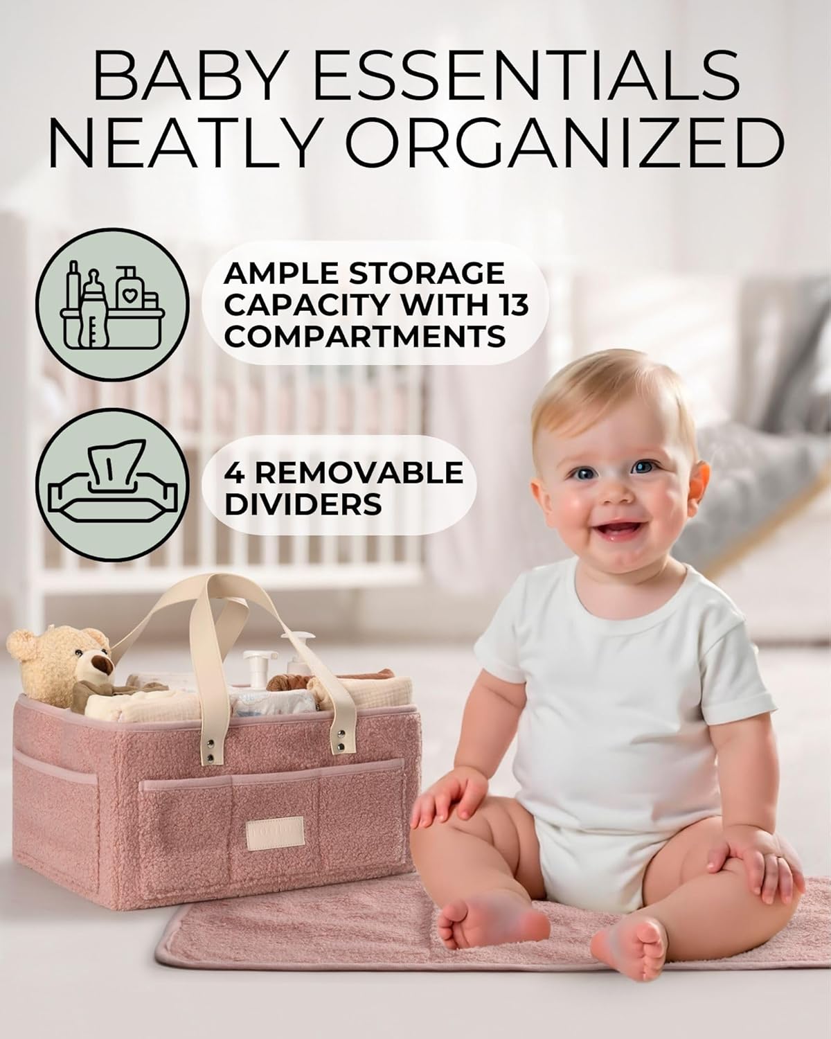Toodly Baby Diaper Caddy Organizer with Changing Mat