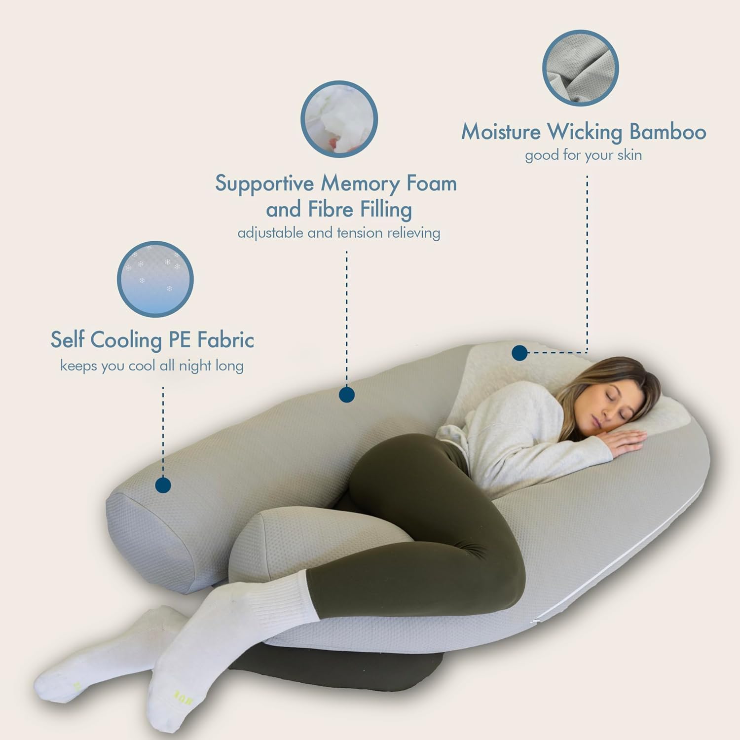 Plufl Hugl Cooling Body Pillow for Adults