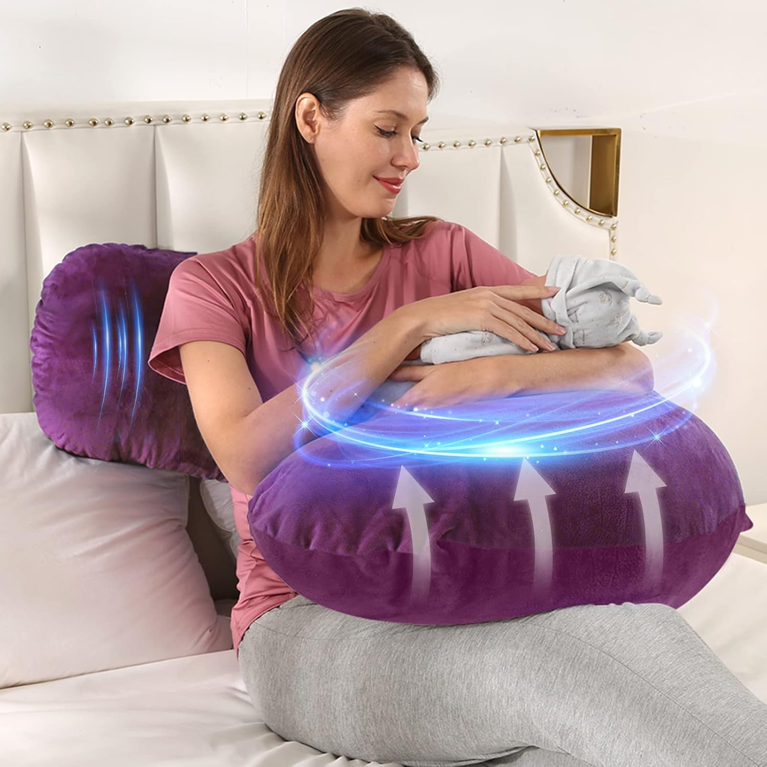 BATTOP Pregnancy Pillow with Dark Purple Cover 1
