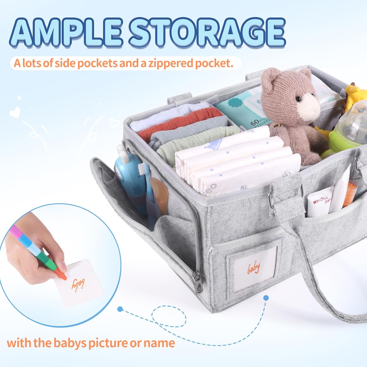 Lainlight Diaper Caddy Organizer with Handle
