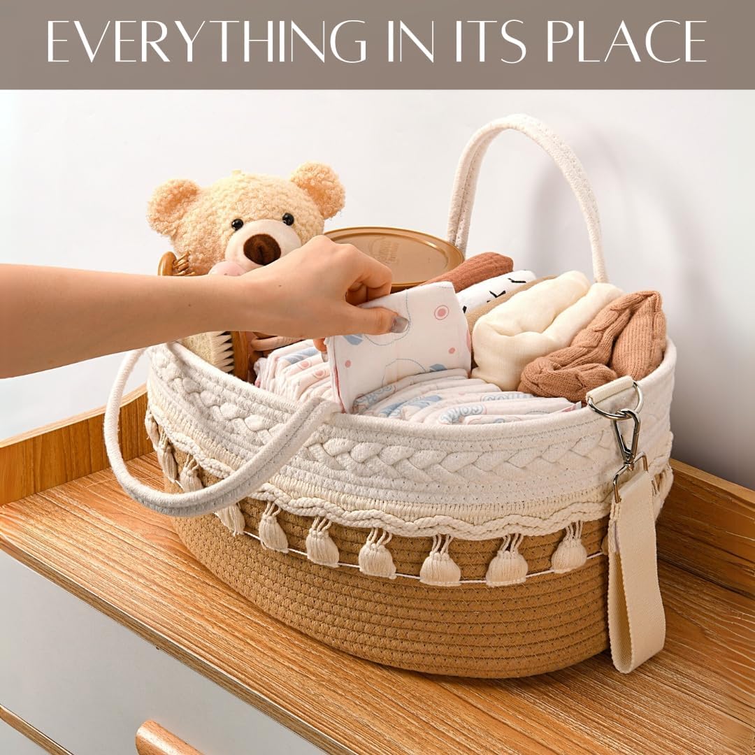 SEBRAM Diaper Caddy Organizer Brown