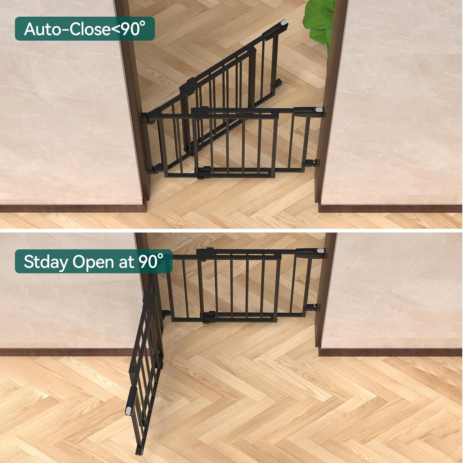 Babelio 297-465 Baby Pet Gate No Bottom Bar Black