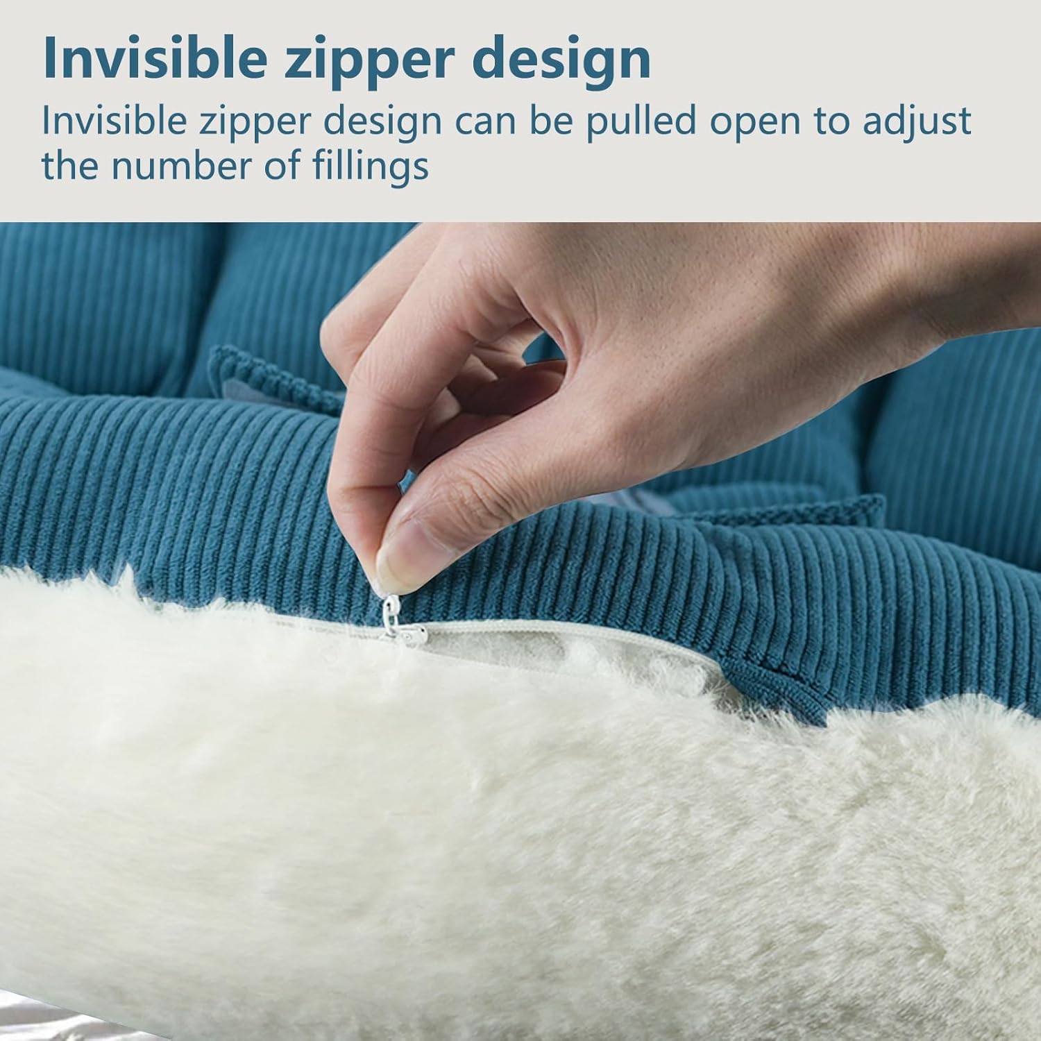 VSTM Pregnancy Pillow with Adjustable Width and Soft Faux Fur