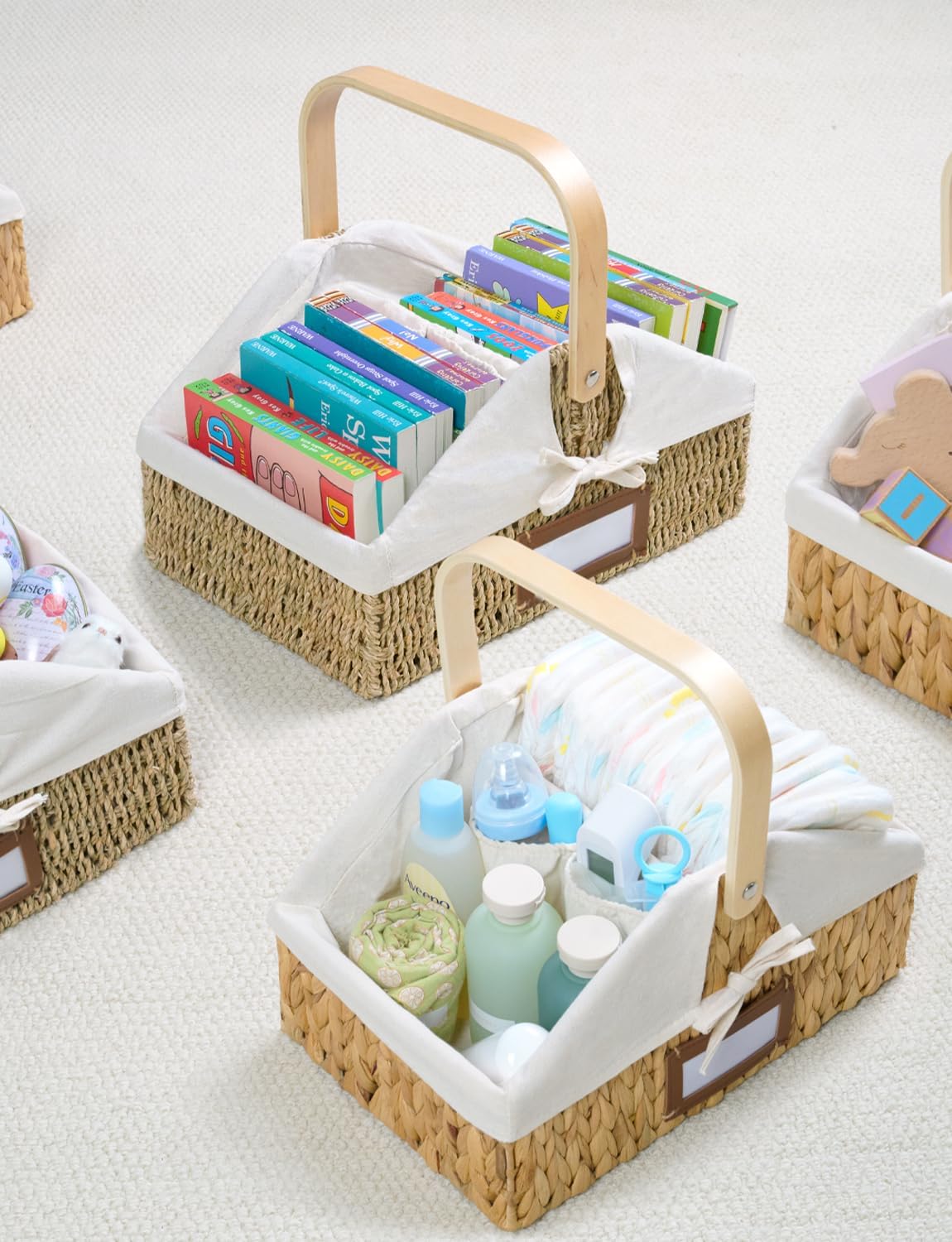 StorageWorks Wicker Diaper Caddy Organizer with Liner