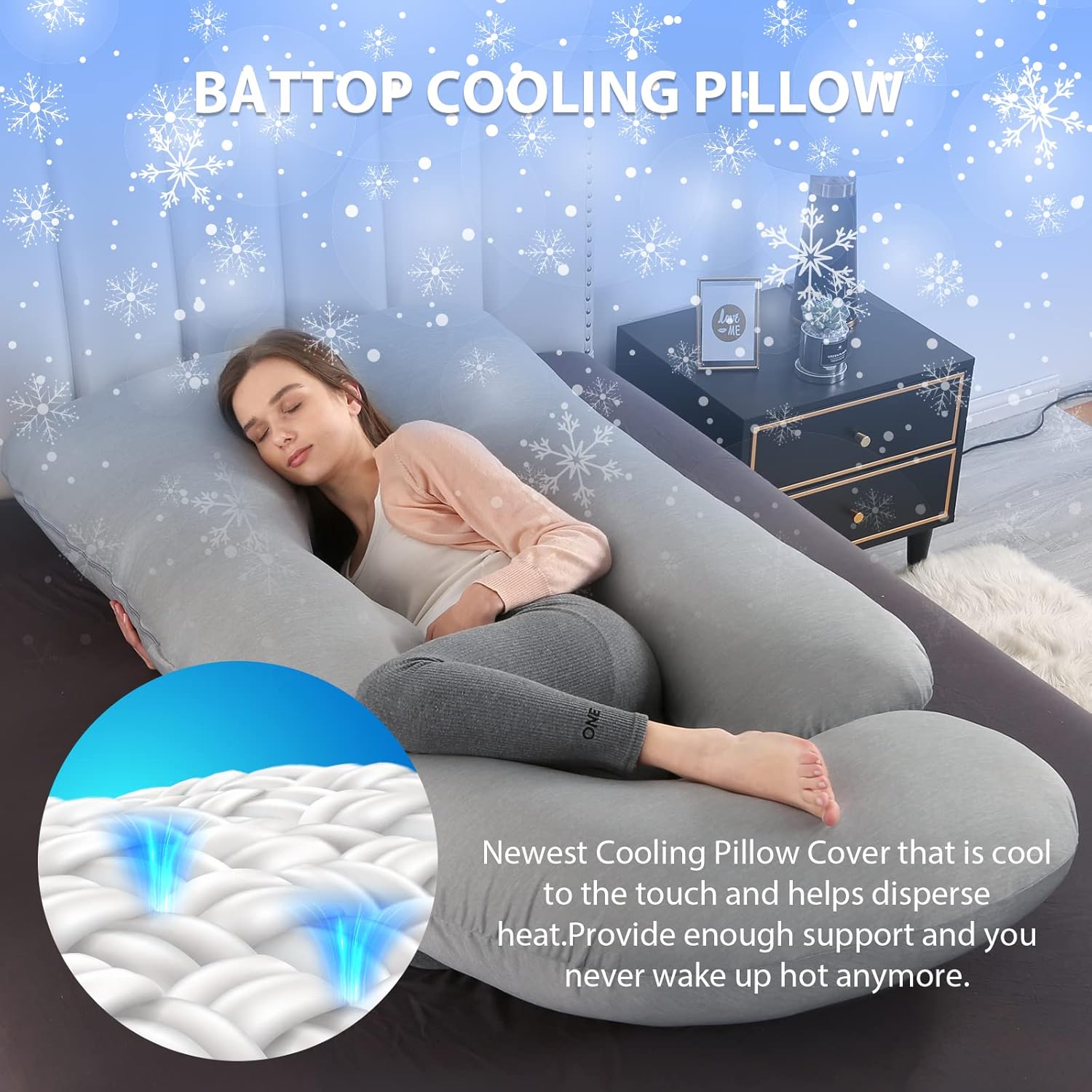 BATTOP Pregnancy Pillow with Cooling Cover 1