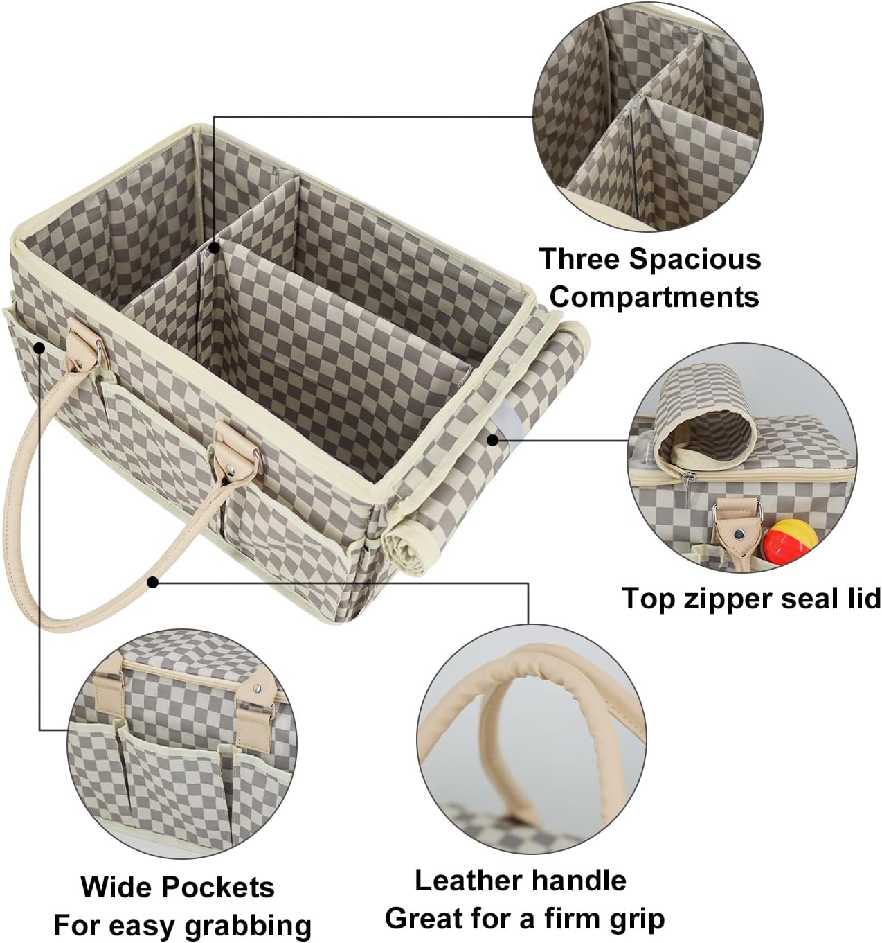 EZLuxeHome Luxury Baby Diaper Caddy Organizer with Lid
