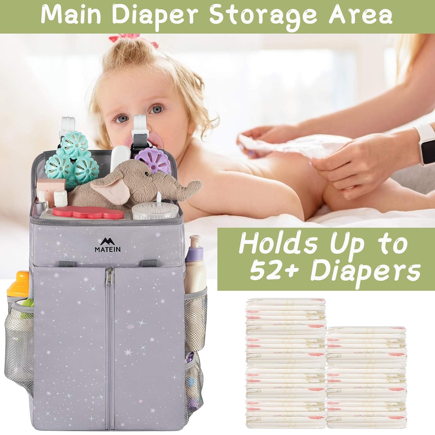 MATEIN Hanging Diaper Caddy - Durable Portable Organized