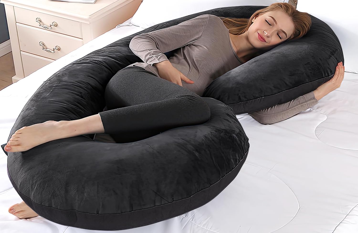 Yoyomax C Shaped Pregnancy Pillow with Removable Cover