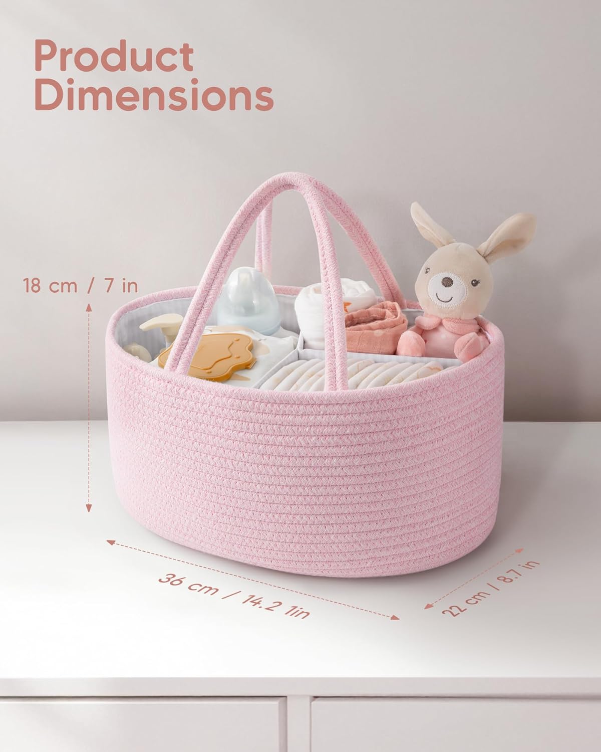 Maliton Baby Diaper Caddy Organizer with Cotton Rope Basket 1