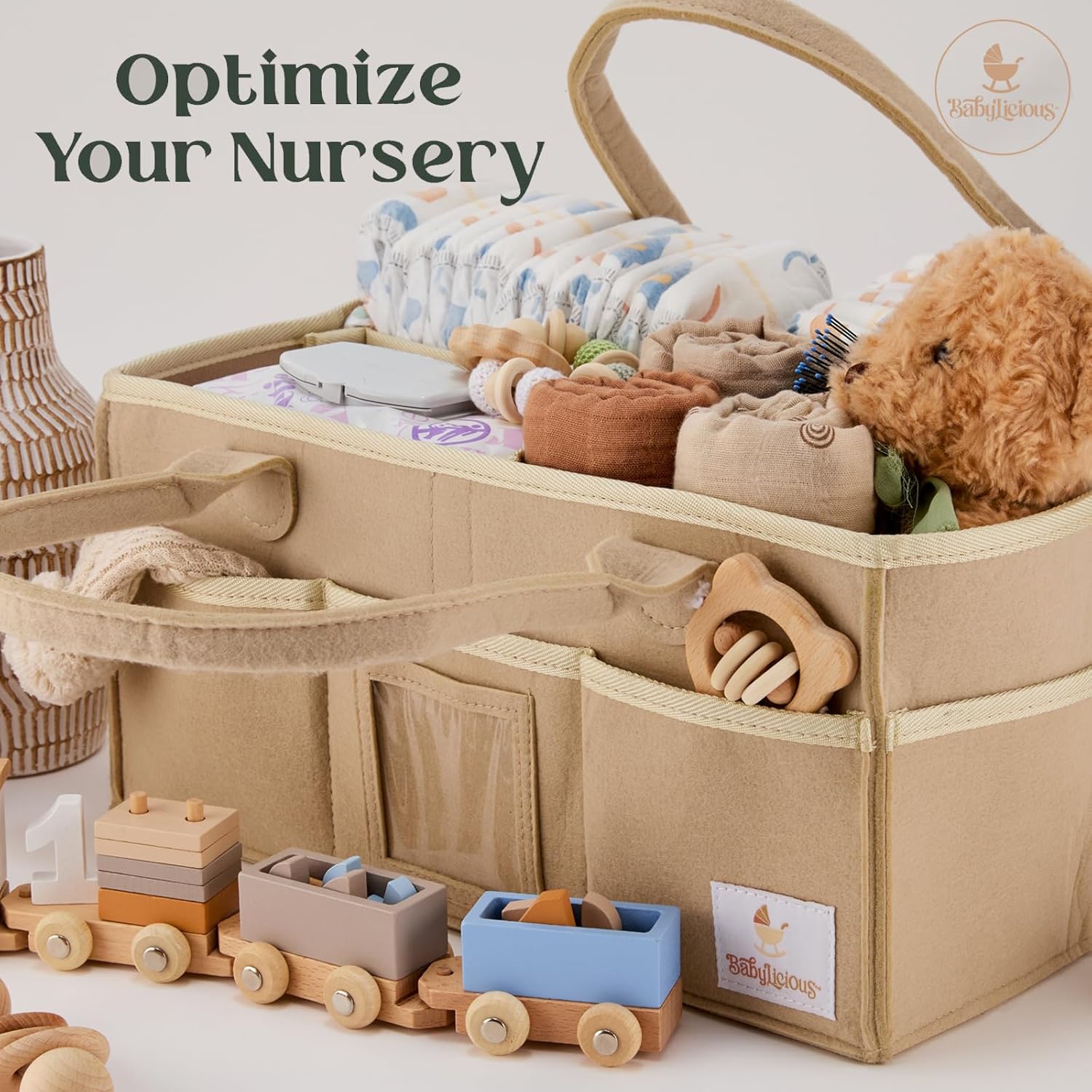 Babylicious Baby Diaper Caddy Organizer - XL Tan