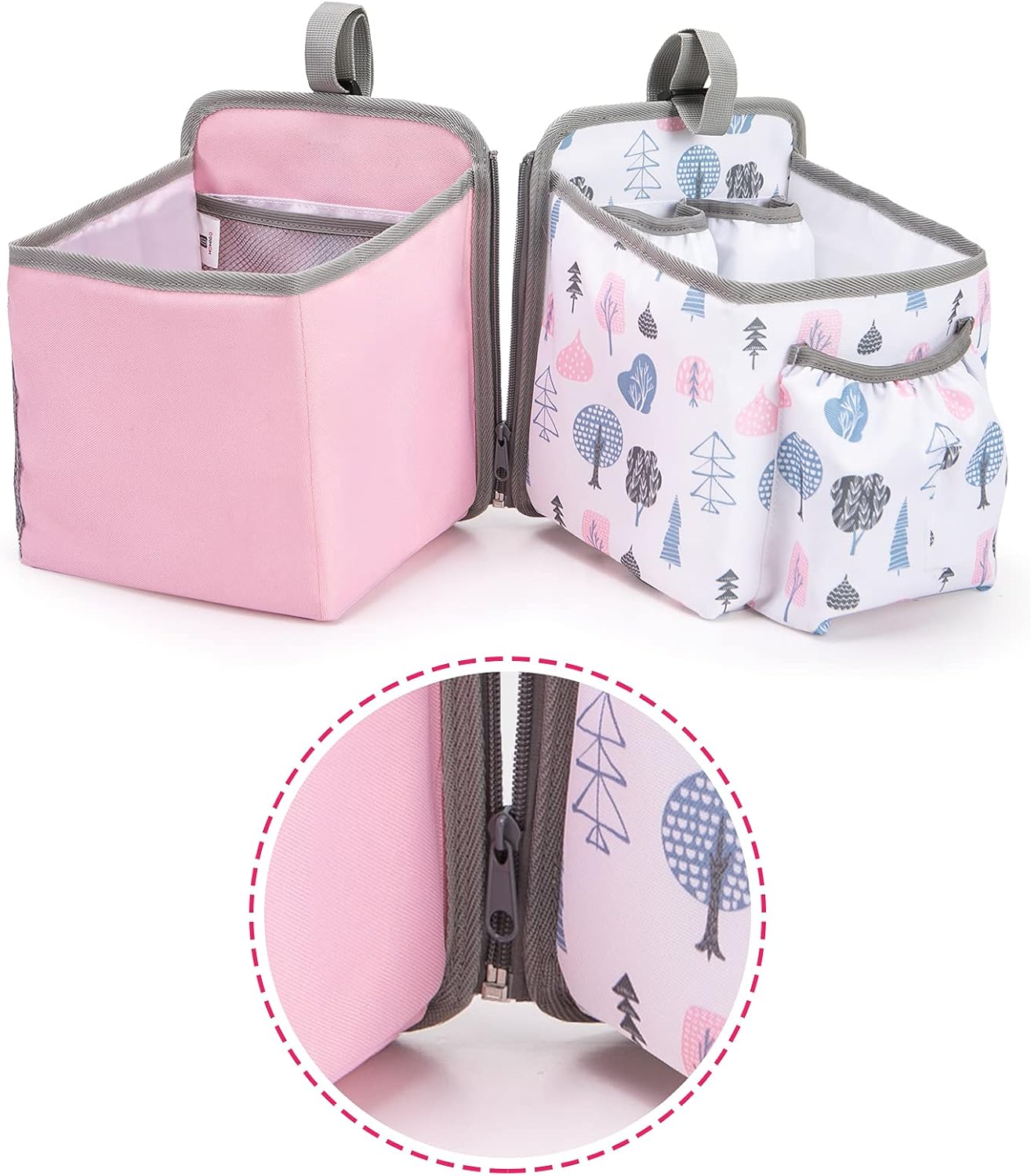 UMUFUKA Hanging Diaper Caddy Organizer - Baby Diaper Stacker for Crib D02 PINK
