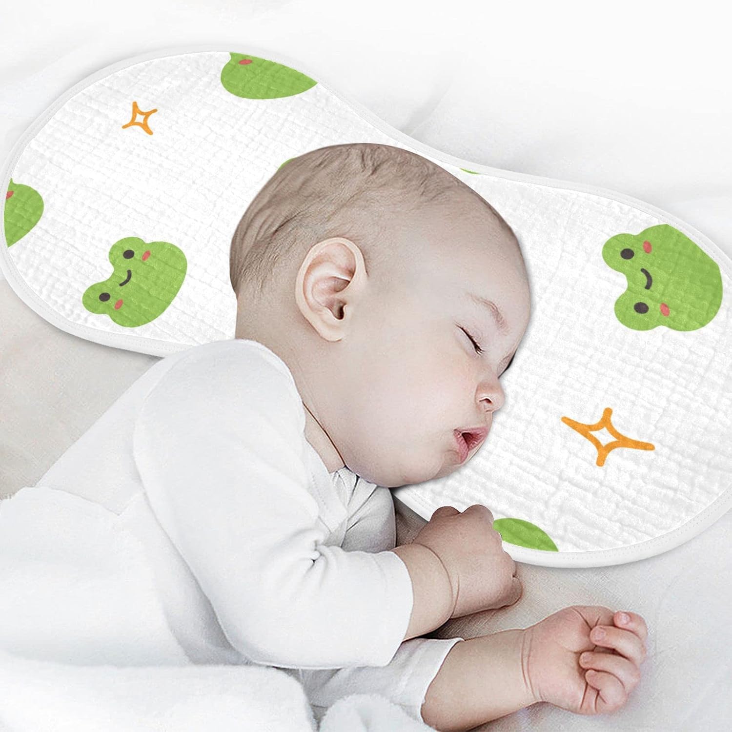 WELLDAY Muslin Burp Cloth Set of 1 Soft Absorbent Cute Frog