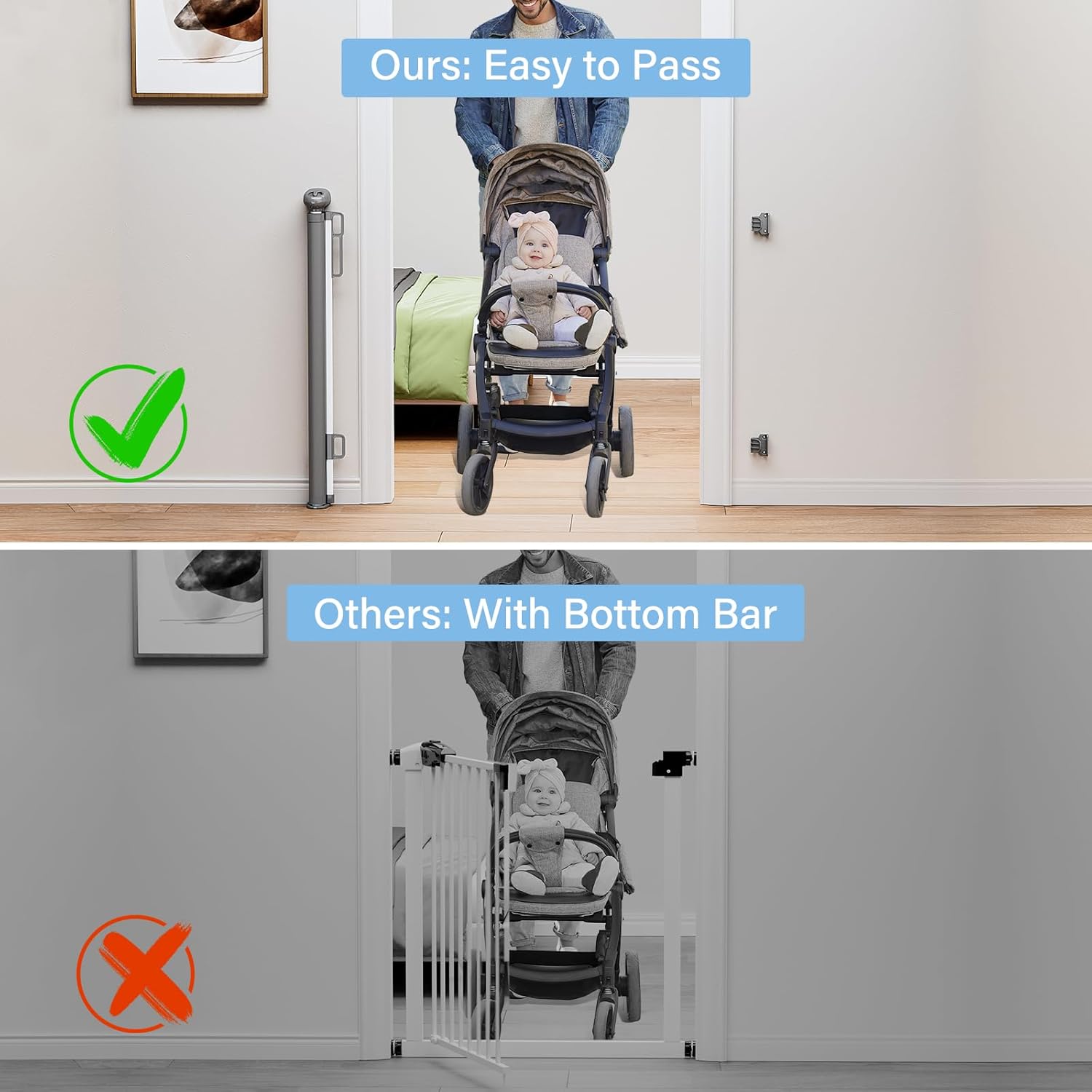 PRObebi Retractable Gate - 54 Wide 34 Tall Baby Dog Safety