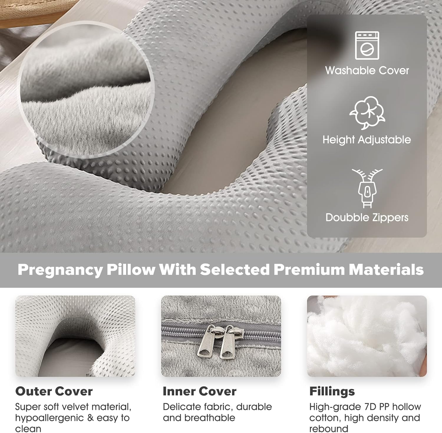 Elover Pregnancy Pillow 60inch Full Body Maternity Support