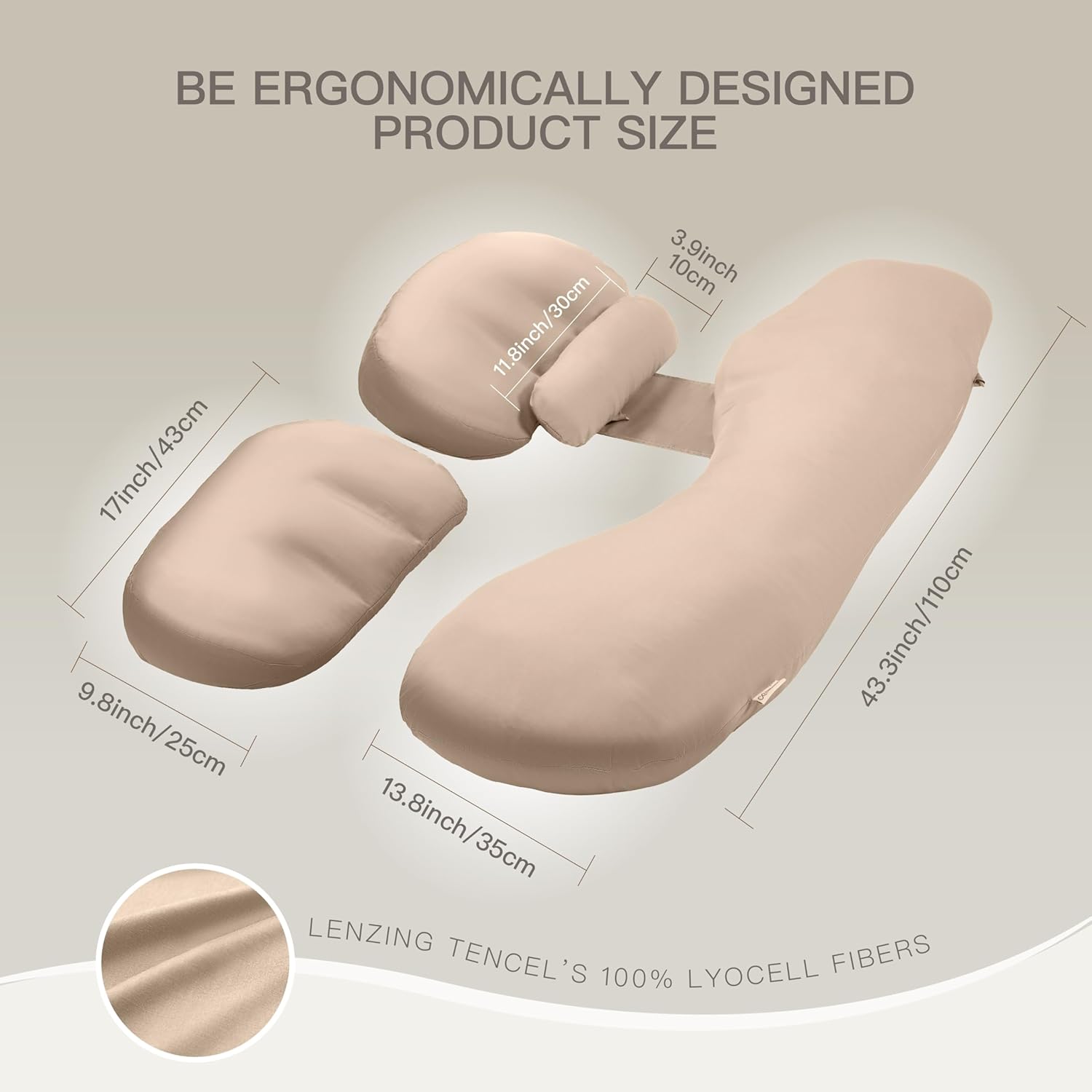 COZYREST Pregnancy Pillow with Cooling TENCEL Cover