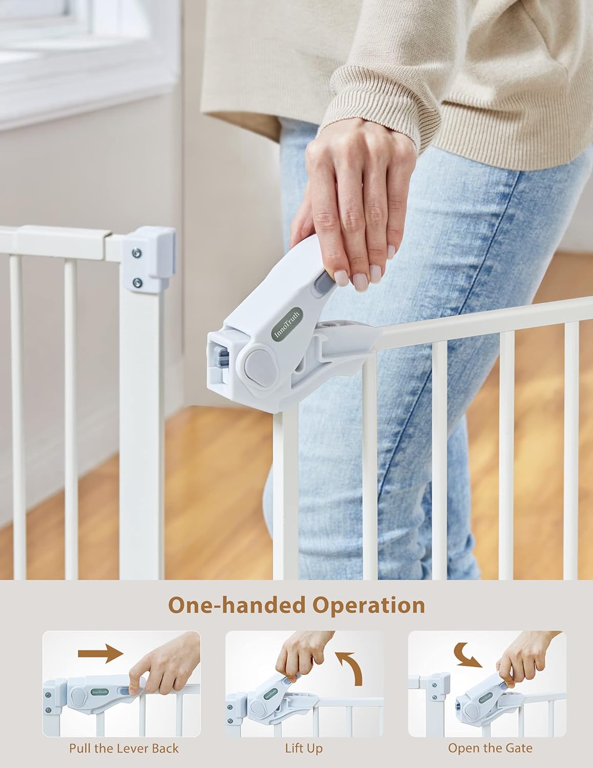 InnoTruth White Dog Gate for Stairs and Doorways