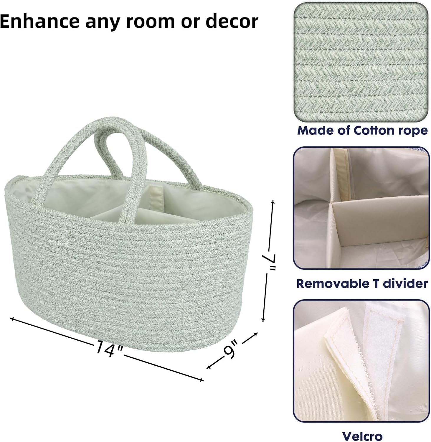 JUNBOLE Diaper Caddy Organizer Portable Tote Bag