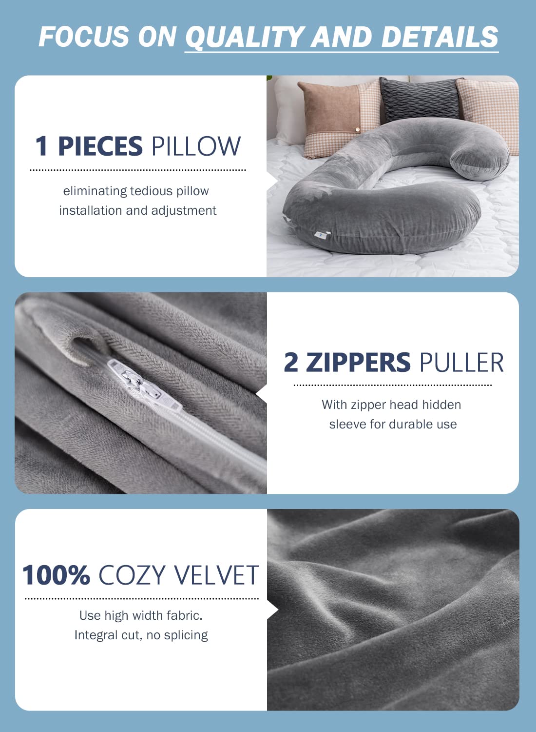 INSEN Pregnancy Pillow with Velvet Cover