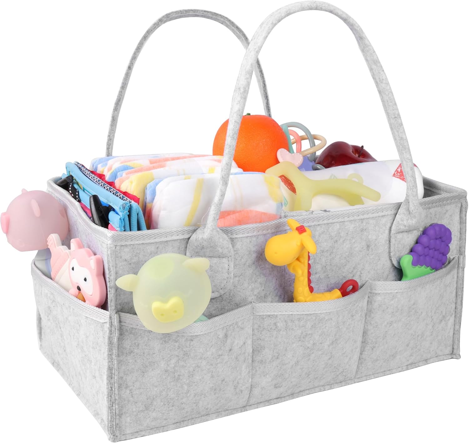 PHILORN Diaper Caddy Organizer with Handle Gray