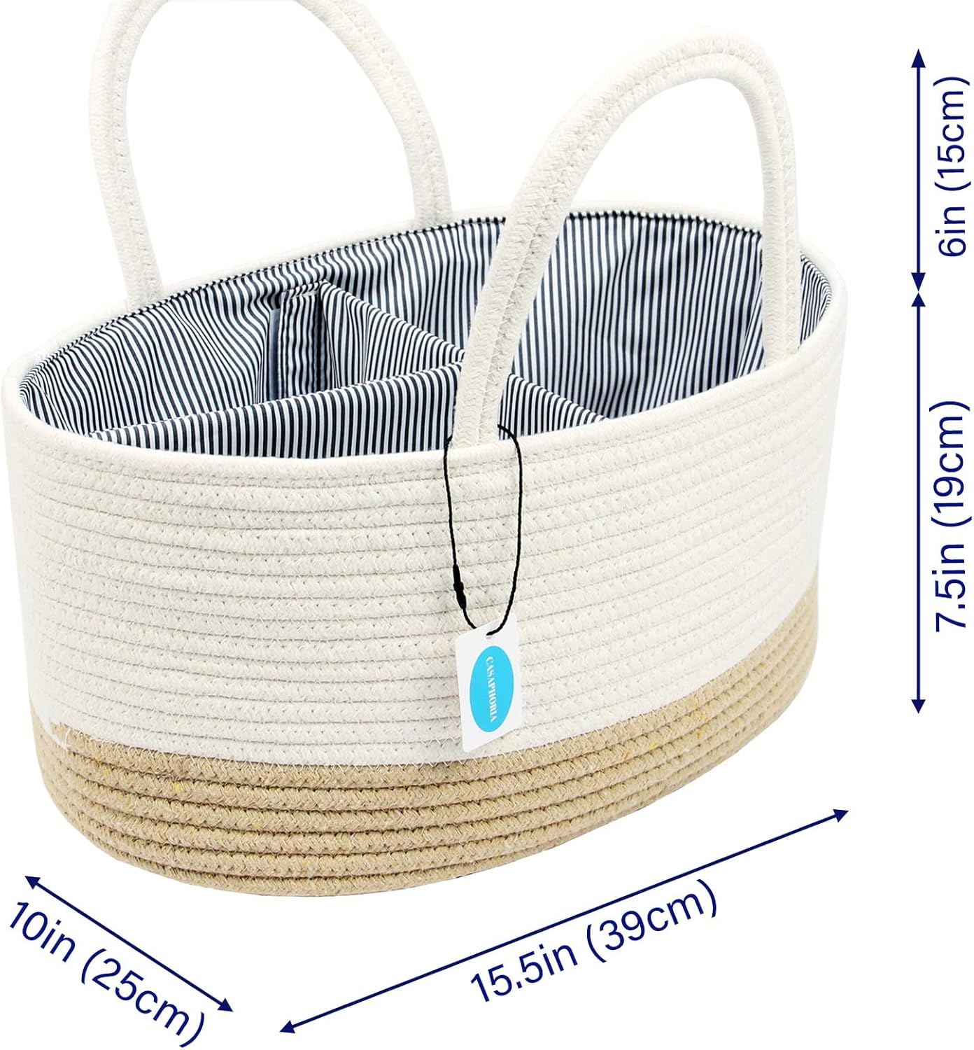 Casaphoria Woven Cotton Rope Caddy with Removable Inserts