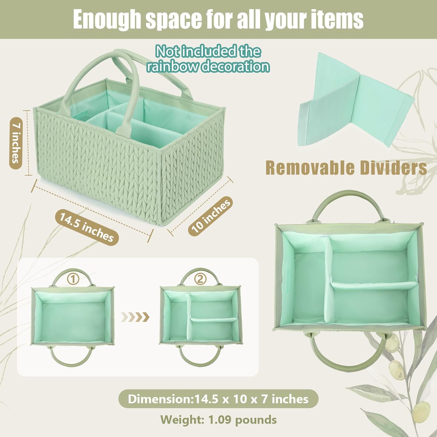 MOMINSIDE Baby Diaper Caddy Organizer Portable Space-Saving