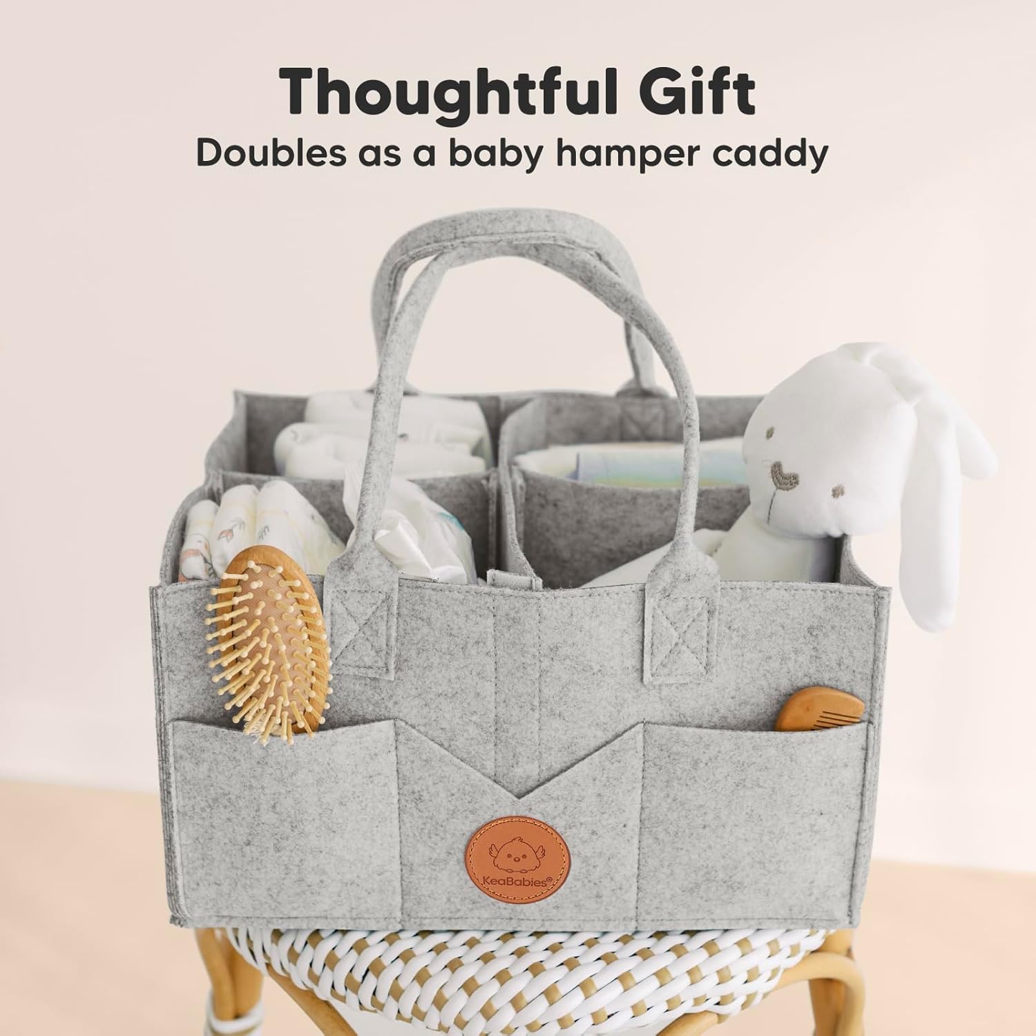 KeaBabies Baby Diaper Caddy Organizer with Handle - Classic Gray 1