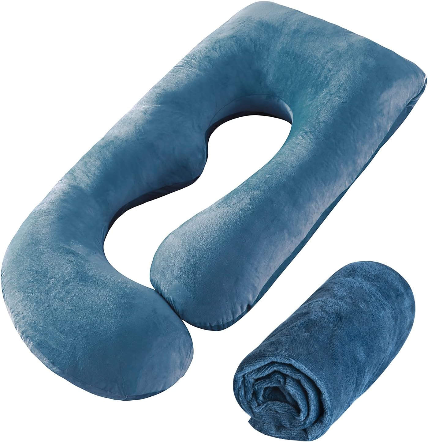 SLIGUY G-Shaped Pregnancy Pillow Case 57-Inch Velvet Double Zipper