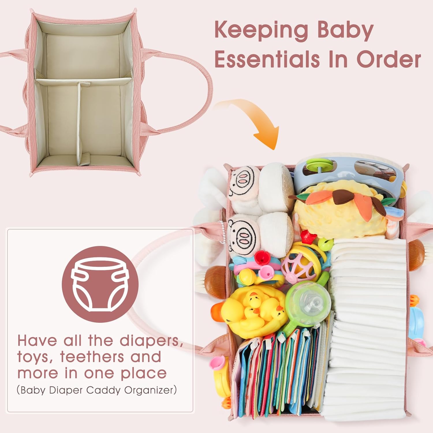 Skycase Large Diaper Caddy Organizer Pink