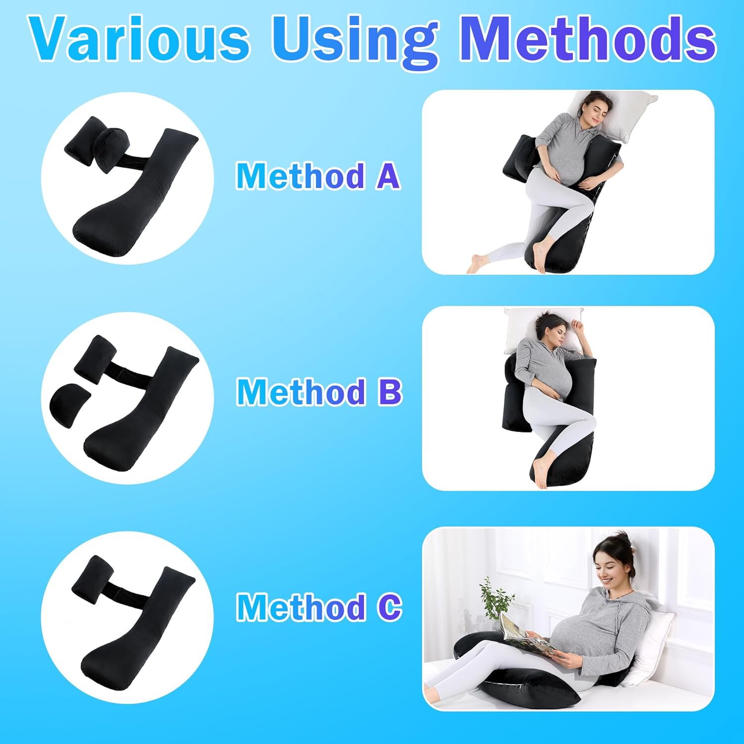 HOMBYS Shredded Memory Foam J-Shaped Maternity Pillow