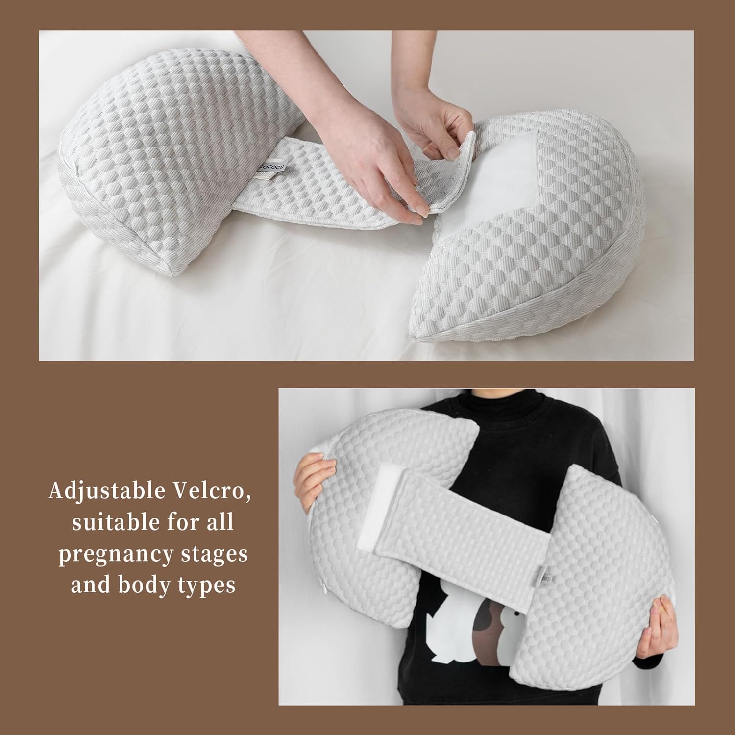 Cococu Cooling Pregnancy Pillow with Adjustable Wedge Support - Grey