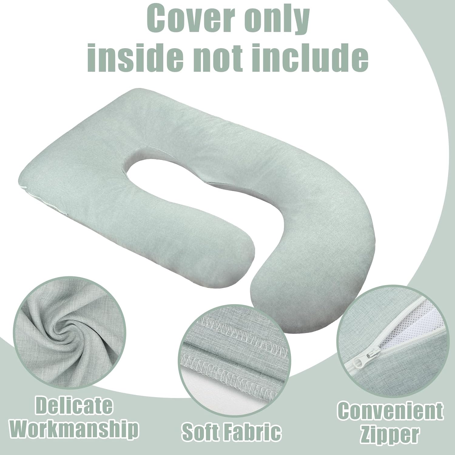TANOFAR J-Shaped Pregnancy Pillow Cover Green