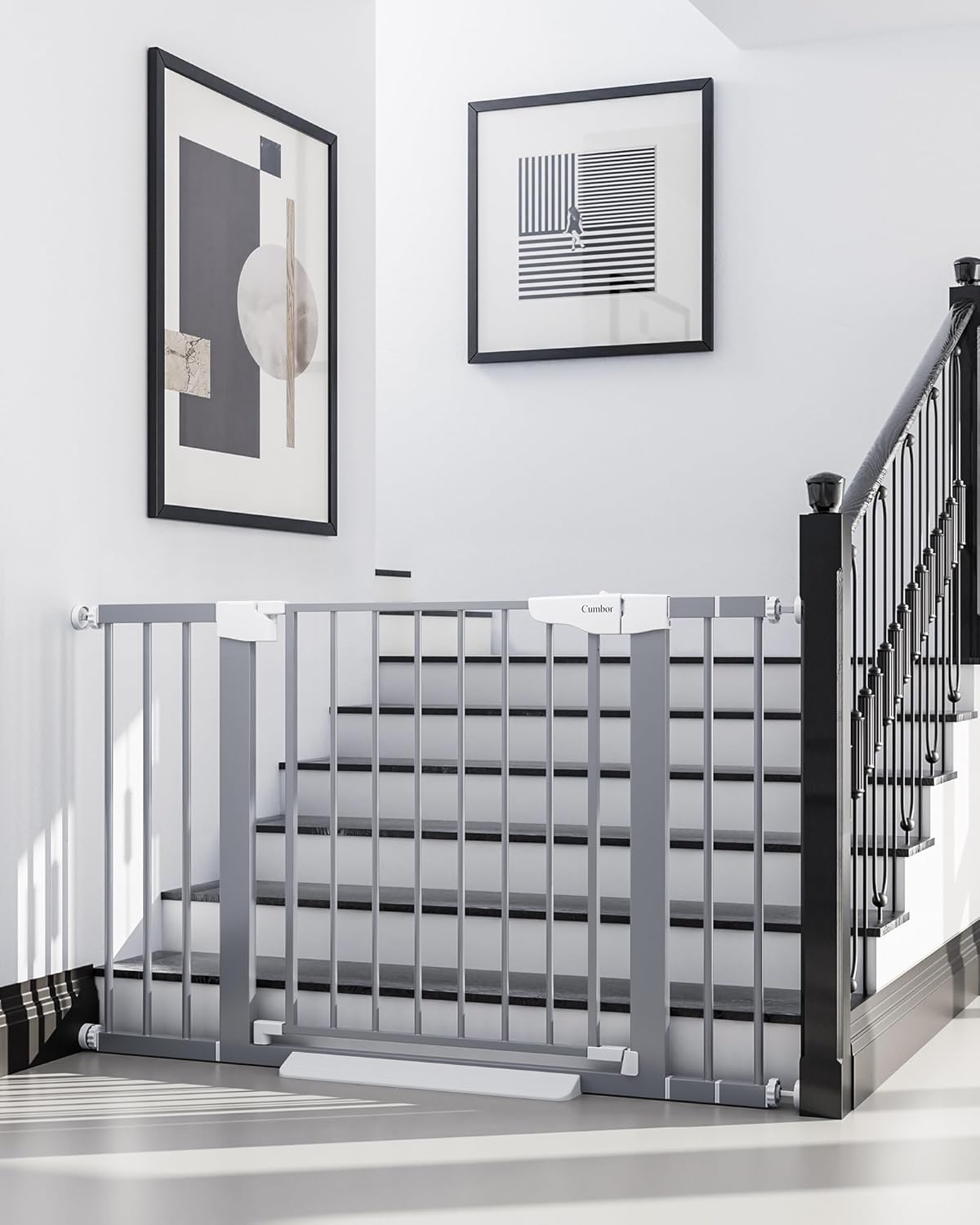 Cumbor 297-46 Inch Baby Gate for Stairs and Doors