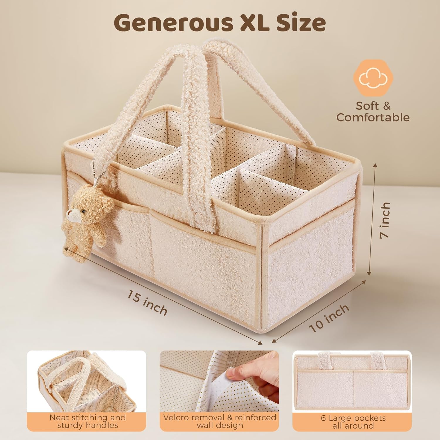 FIDOSTRIBE Baby Diaper Caddy with Handle and 11 Compartments 1