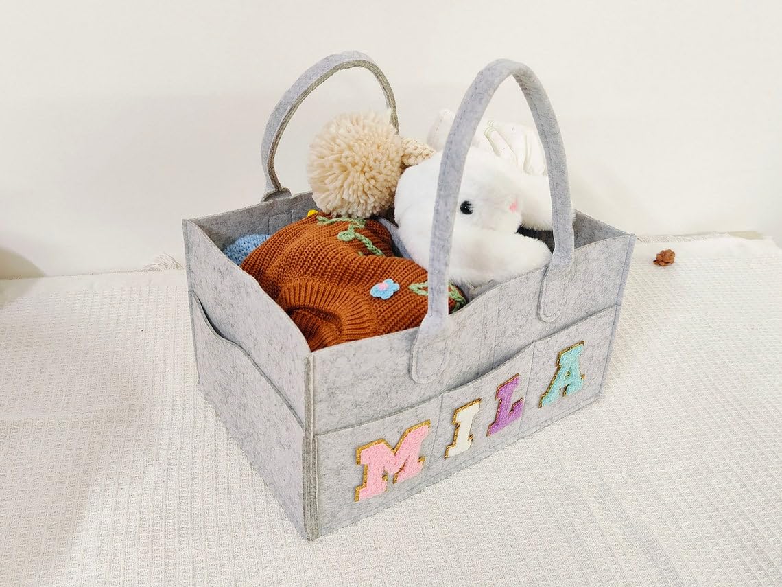 Personalized Baby Diaper Caddy with Name Letters