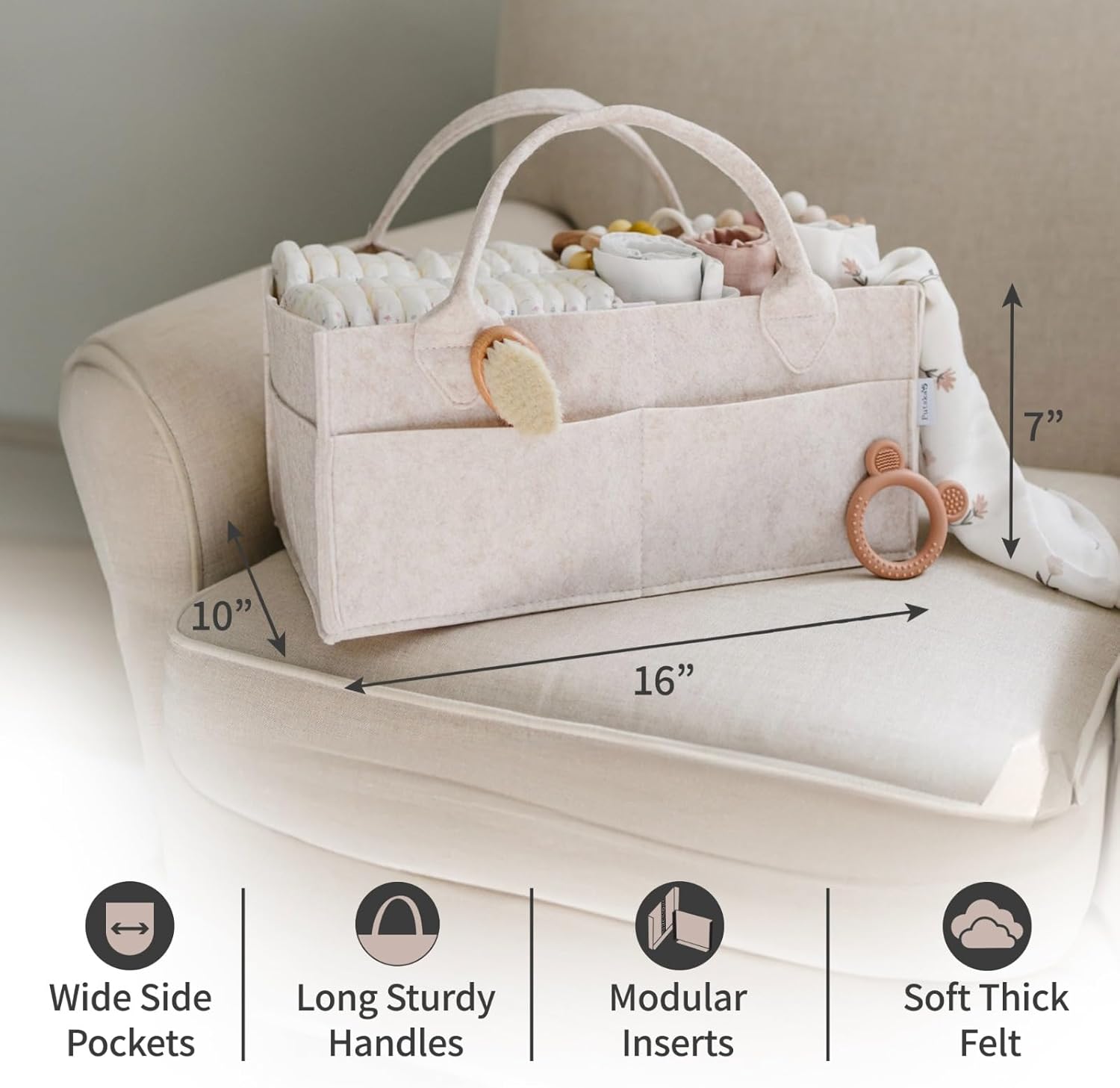 Putska Baby Diaper Caddy Organizer - Extra Large Mocha Storage Basket