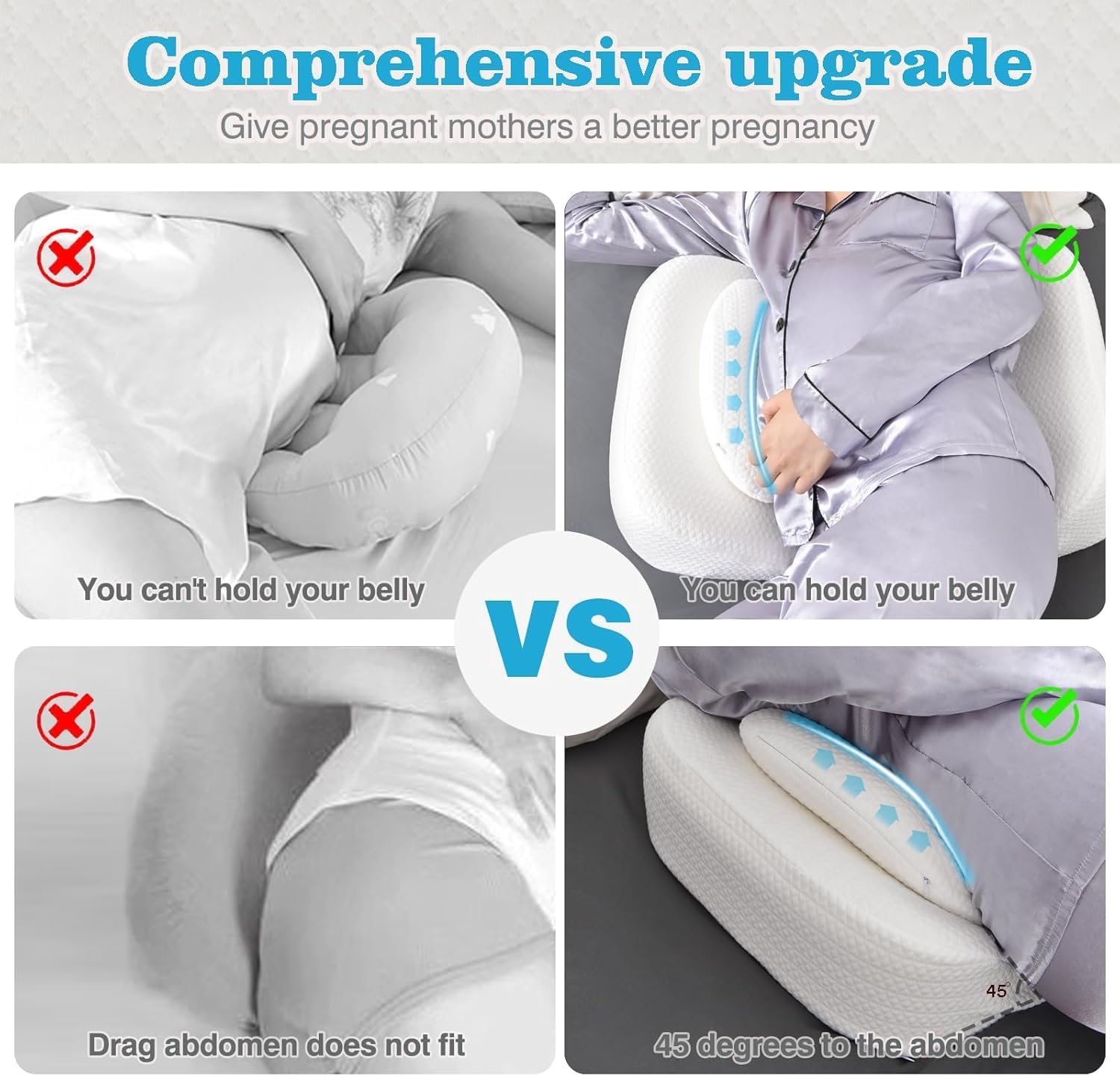 GOENDR Memory Foam Pregnancy Pillow with Cooling Cover