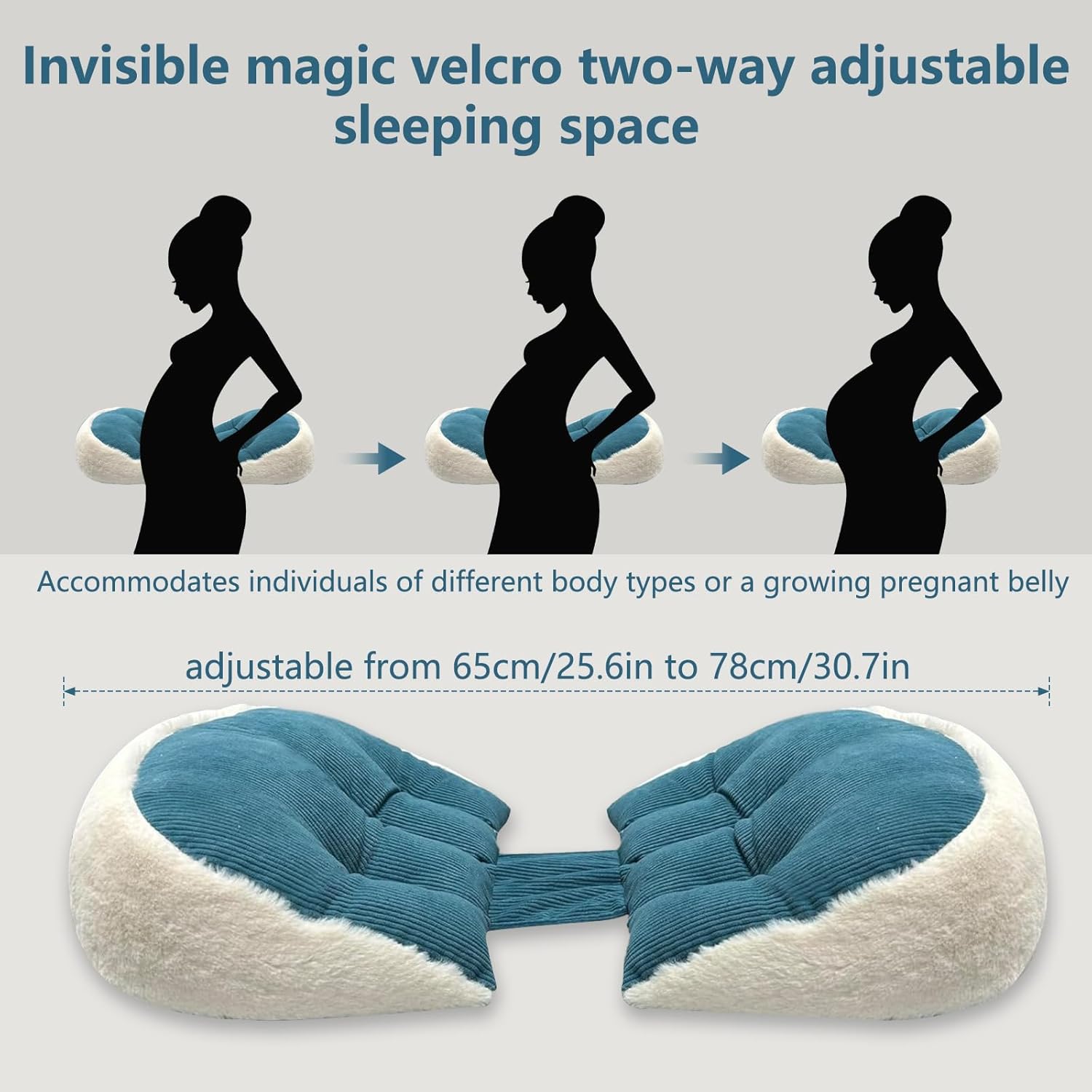 VSTM Pregnancy Pillow with Adjustable Width and Soft Faux Fur