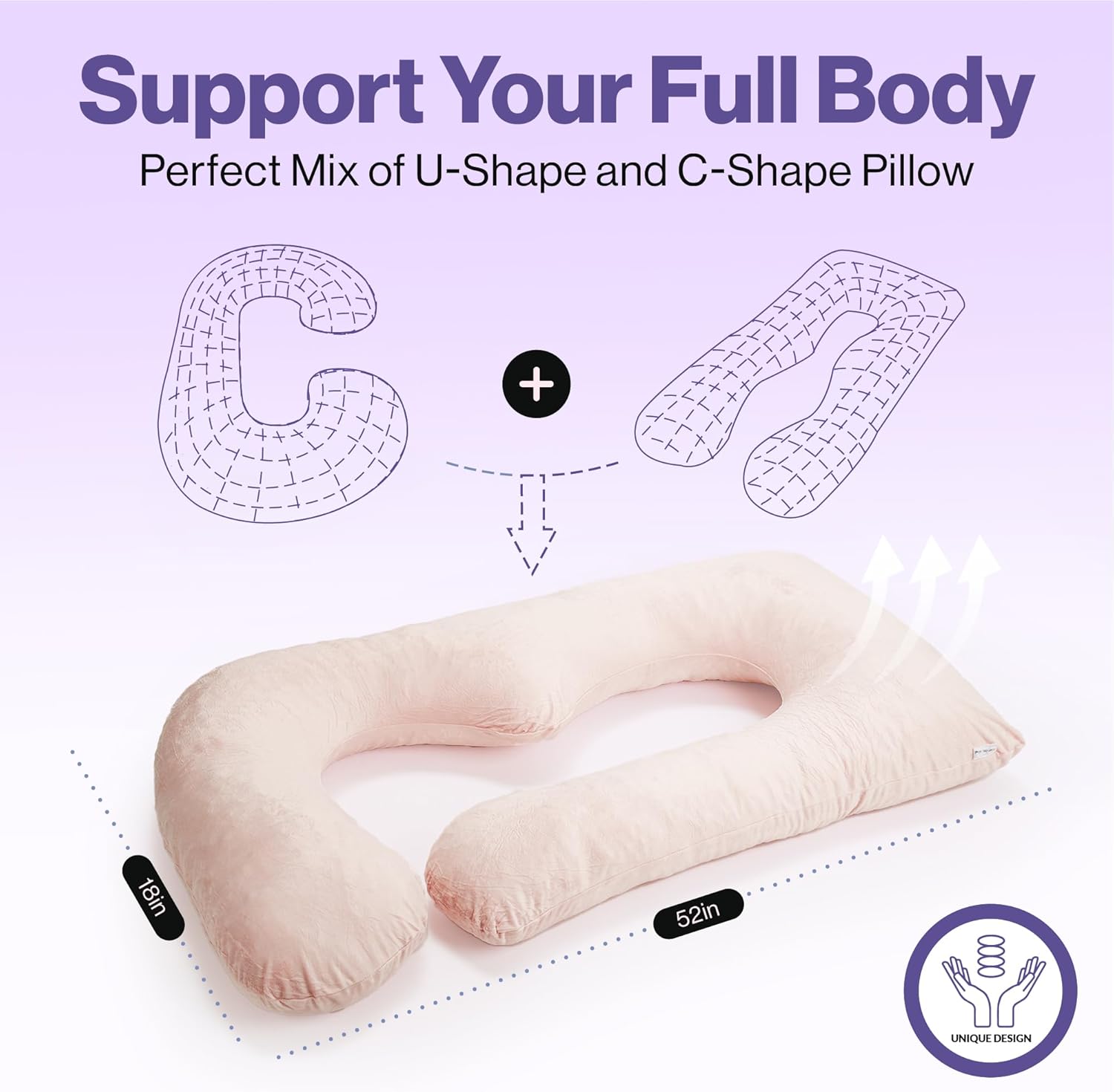 COMFYDEL Memory Foam Pregnancy Pillow - U-Shaped Full Body Support