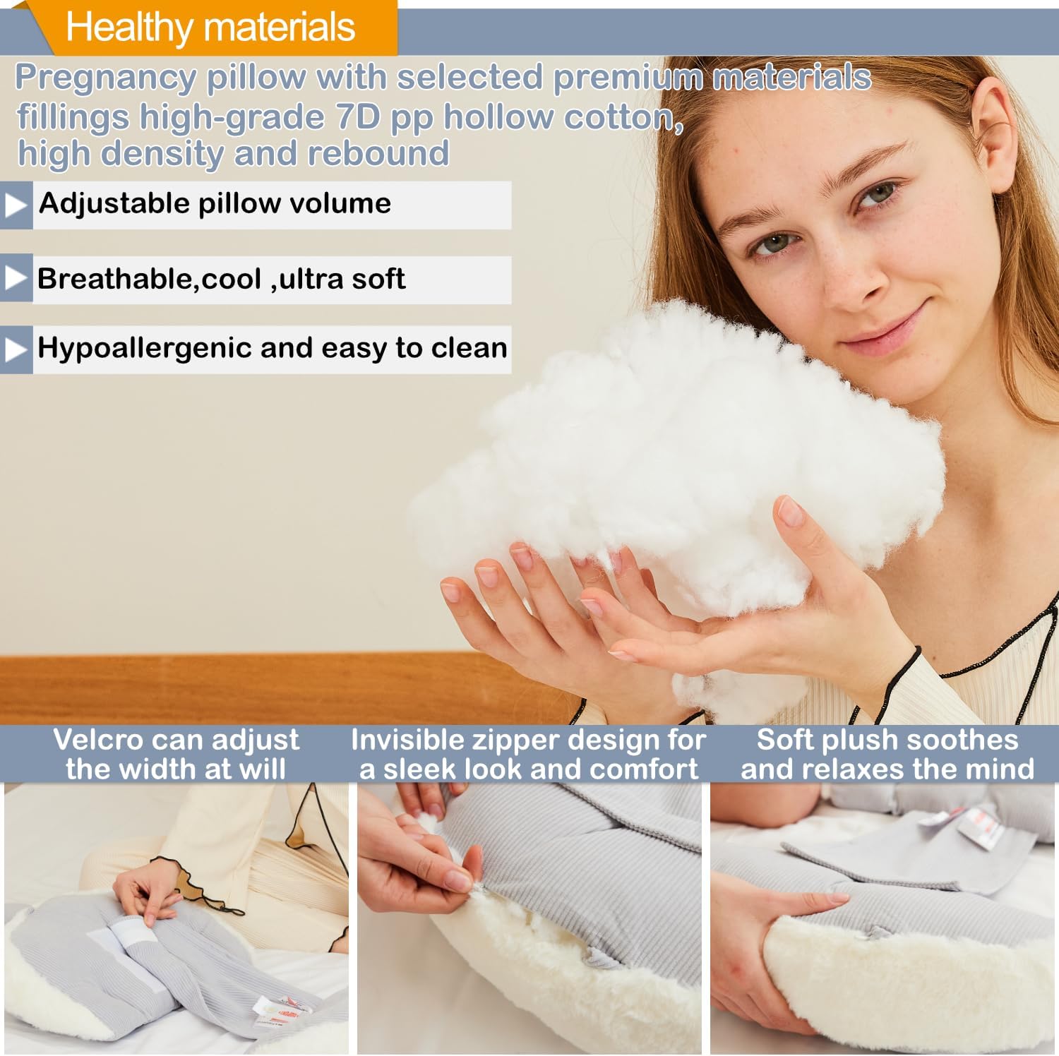 Trankerloop Maternity Pillow Grey with Faux Fur