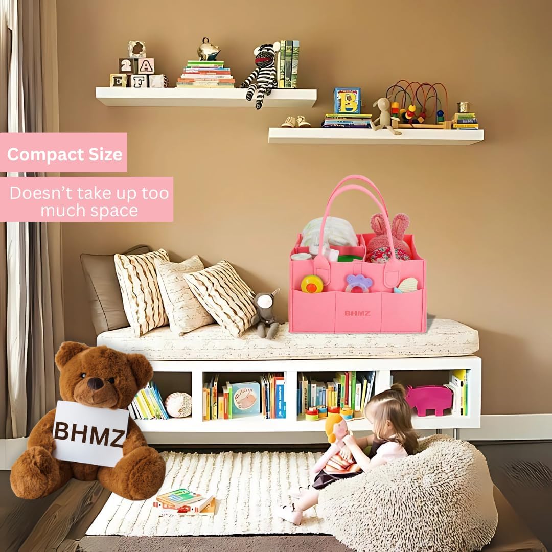 BHMZ Baby Diaper Caddy Organizer - Pink 1