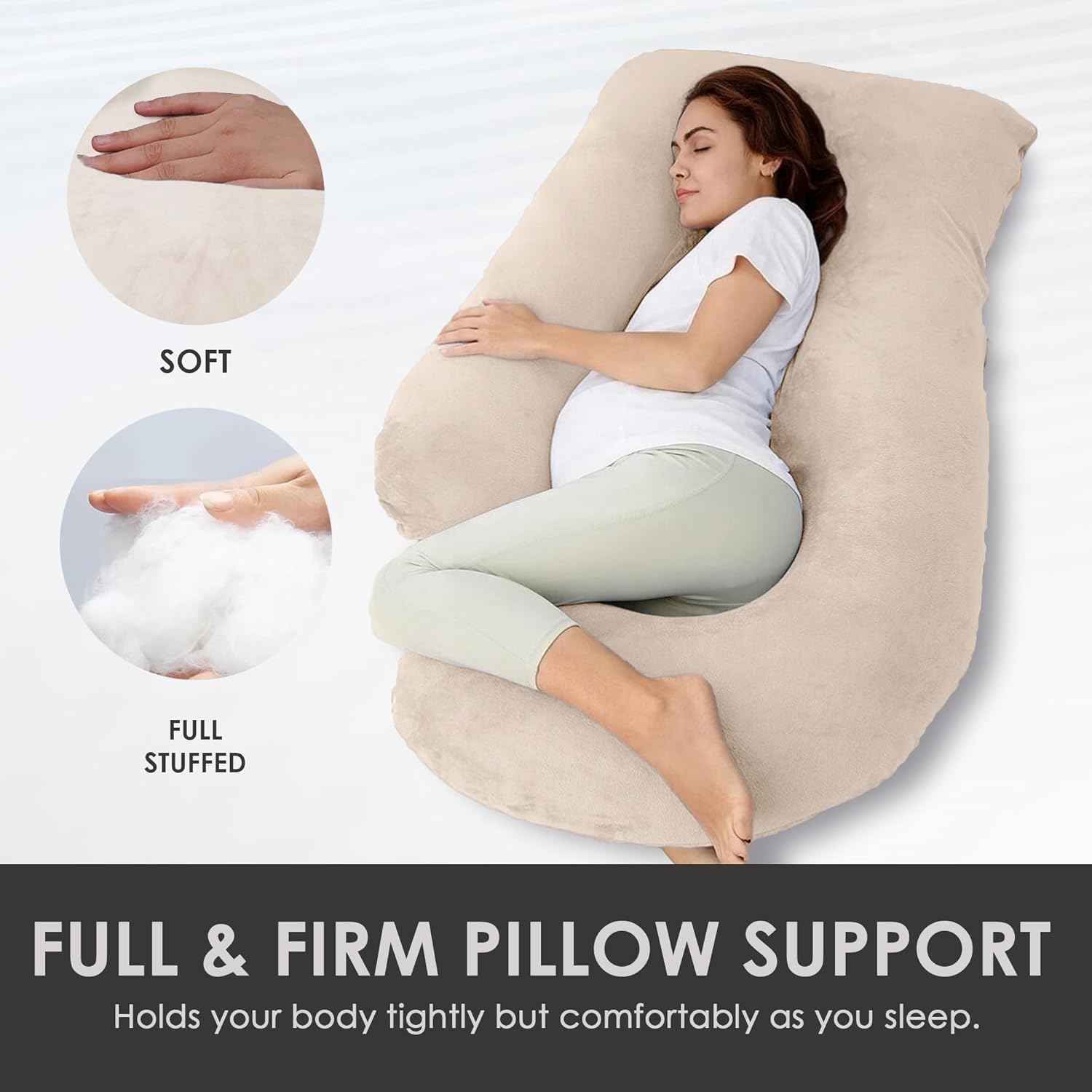 Stone Black Home Pregnancy Pillow - Oat Beige